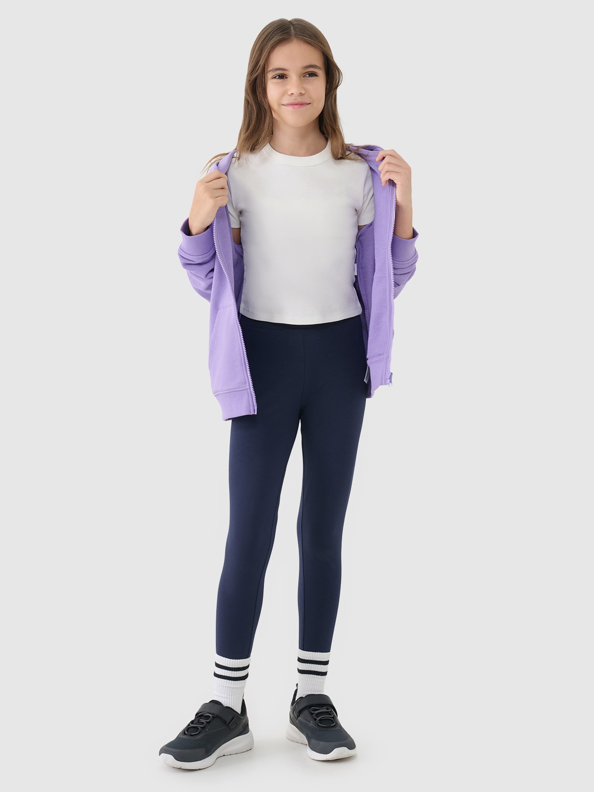 4F Legginsy dzianinowe dziewczęce - granatowe 164 (13-14 lat)