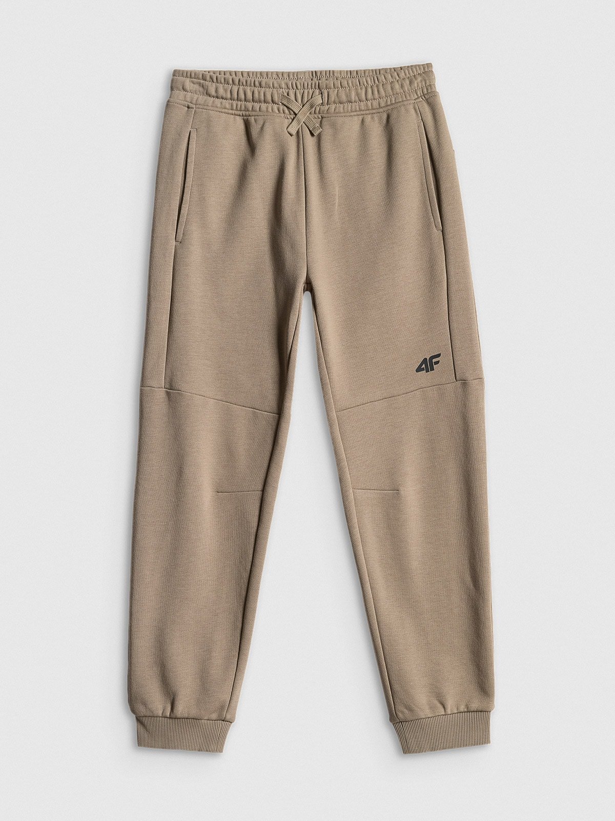 4F Spodnie dresowe joggery chłopięce - beżowe 128 (7-8 lat)