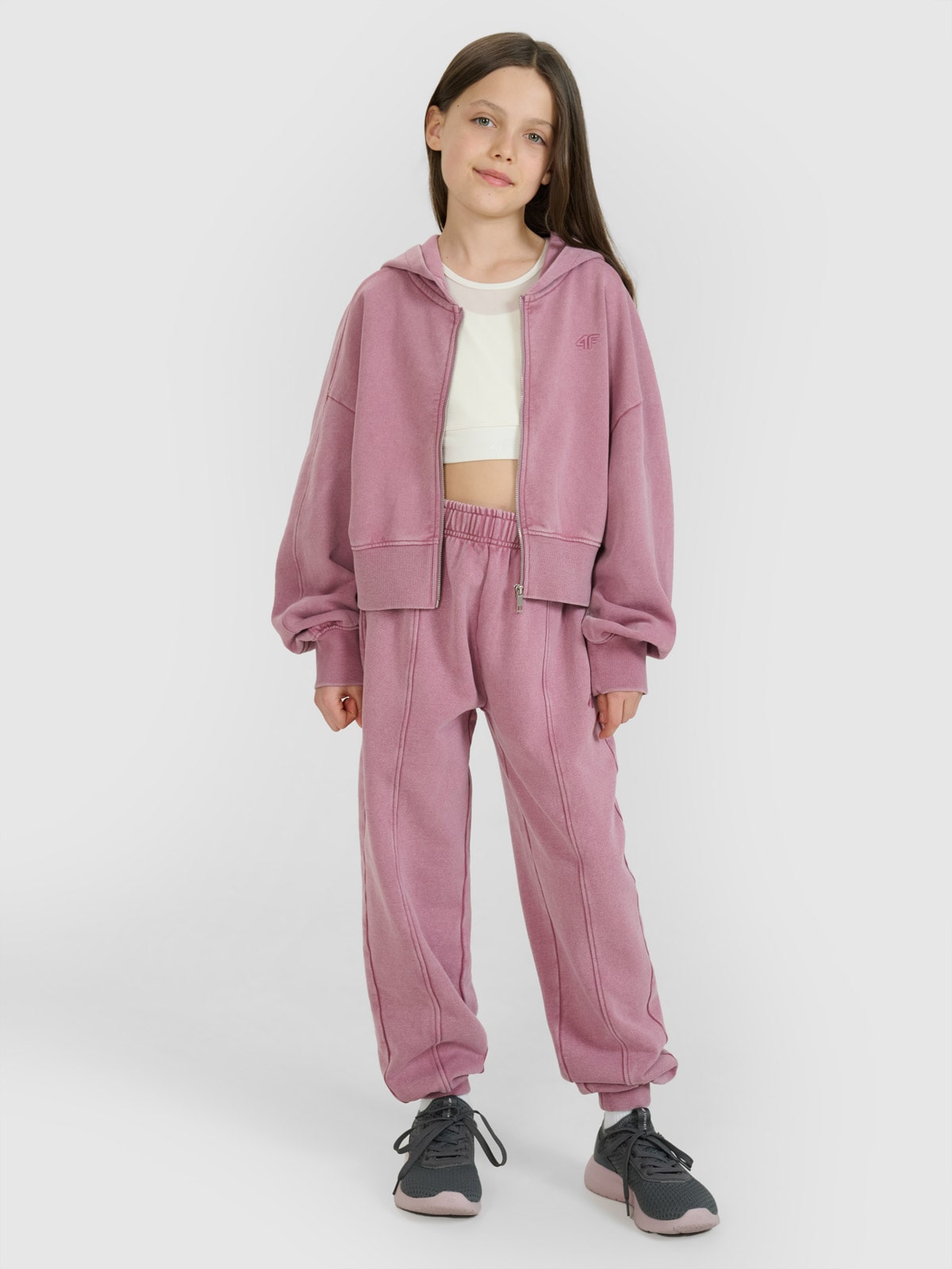 4F Spodnie dresowe joggery dziewczęce 4F JUNIOR x Anna Lewandowska - różowe 122 (6-7 lat)