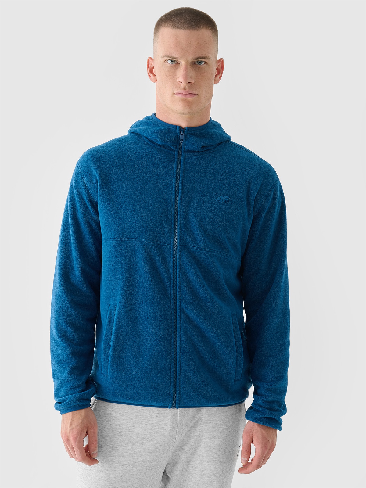 4F Polar regular z kapturem męski - turkusowy L