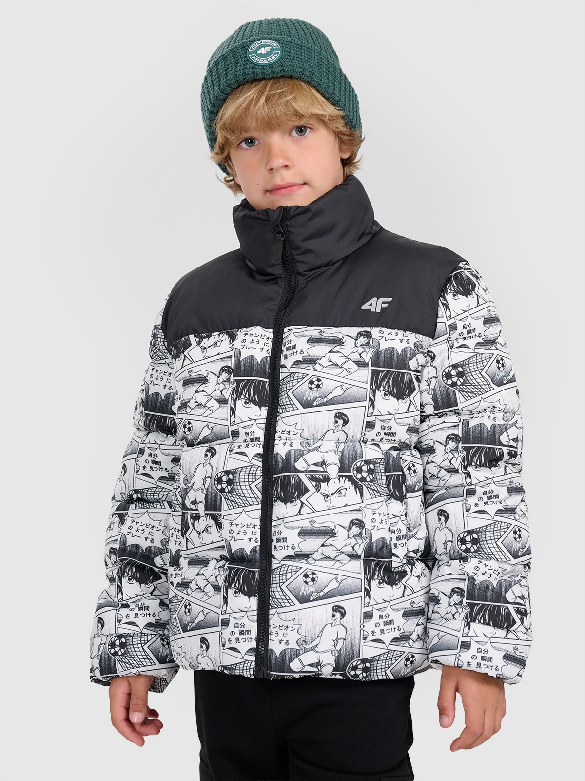 4F Kurtka puchowa z wypełnieniem syntetycznym chłopięca - biała 164 (13-14 lat)