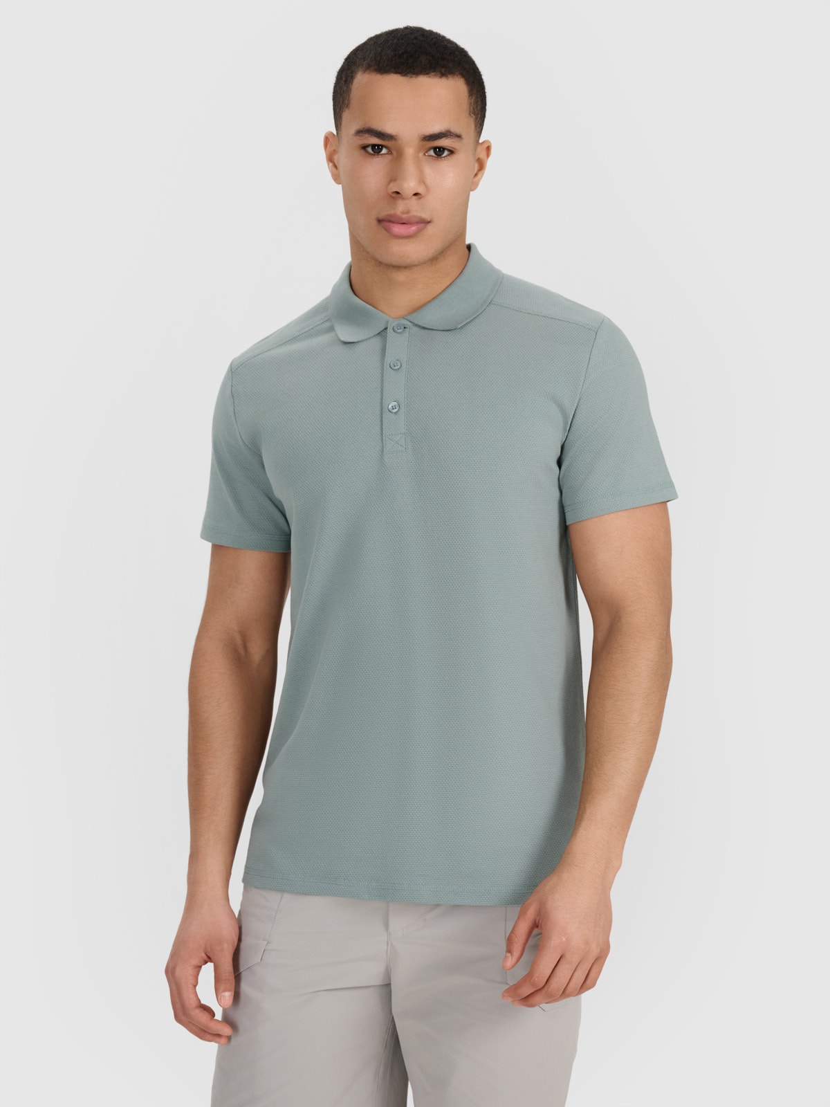 4F Koszulka polo regular męska - khaki L
