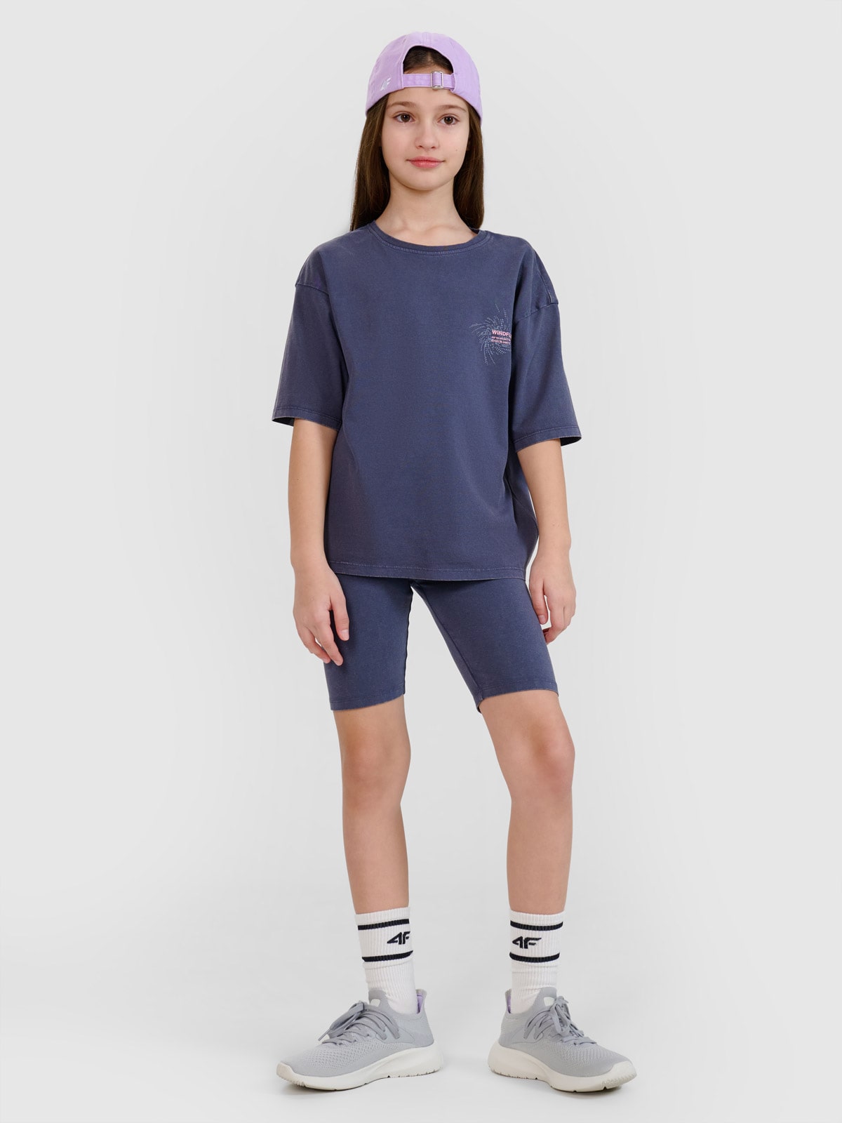 4F Legginsy kolarki dziewczęce - szare 164 (13-14 lat)