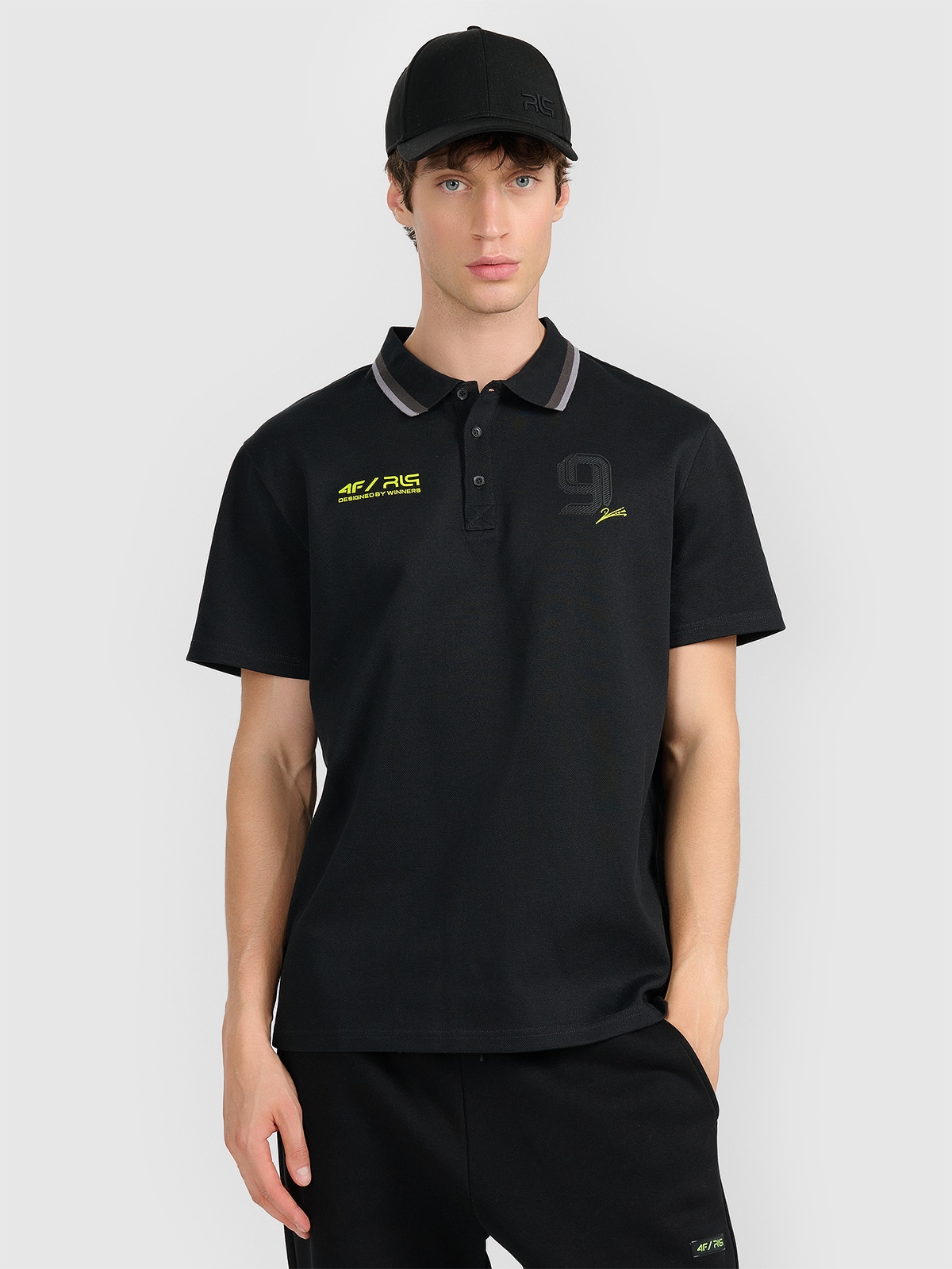 4F Koszulka polo regular męska 4F x Robert Lewandowski - czarna M