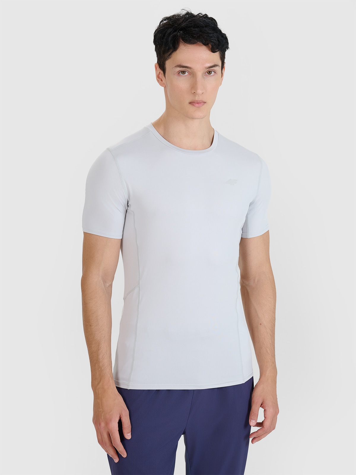 4F Koszulka do biegania slim szybkoschnąca męska - szara S