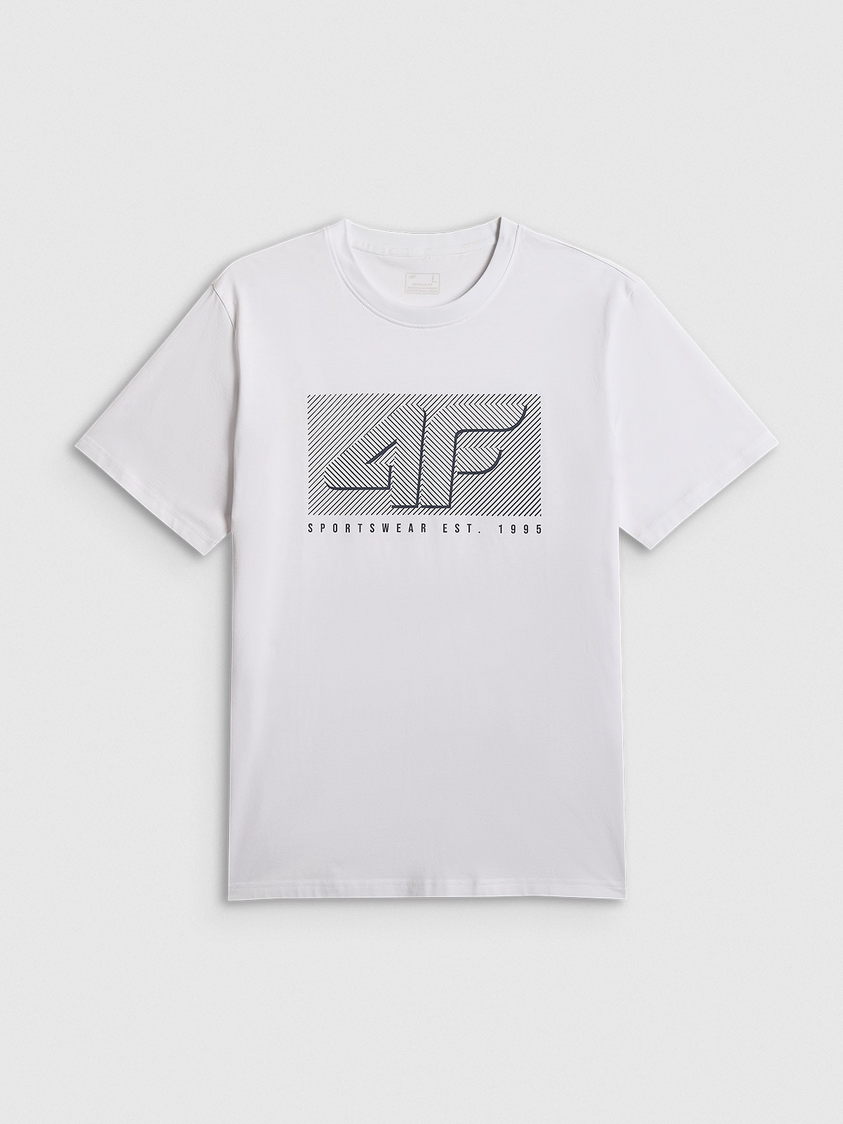 4F T-shirt regular z nadrukiem męski - biały M