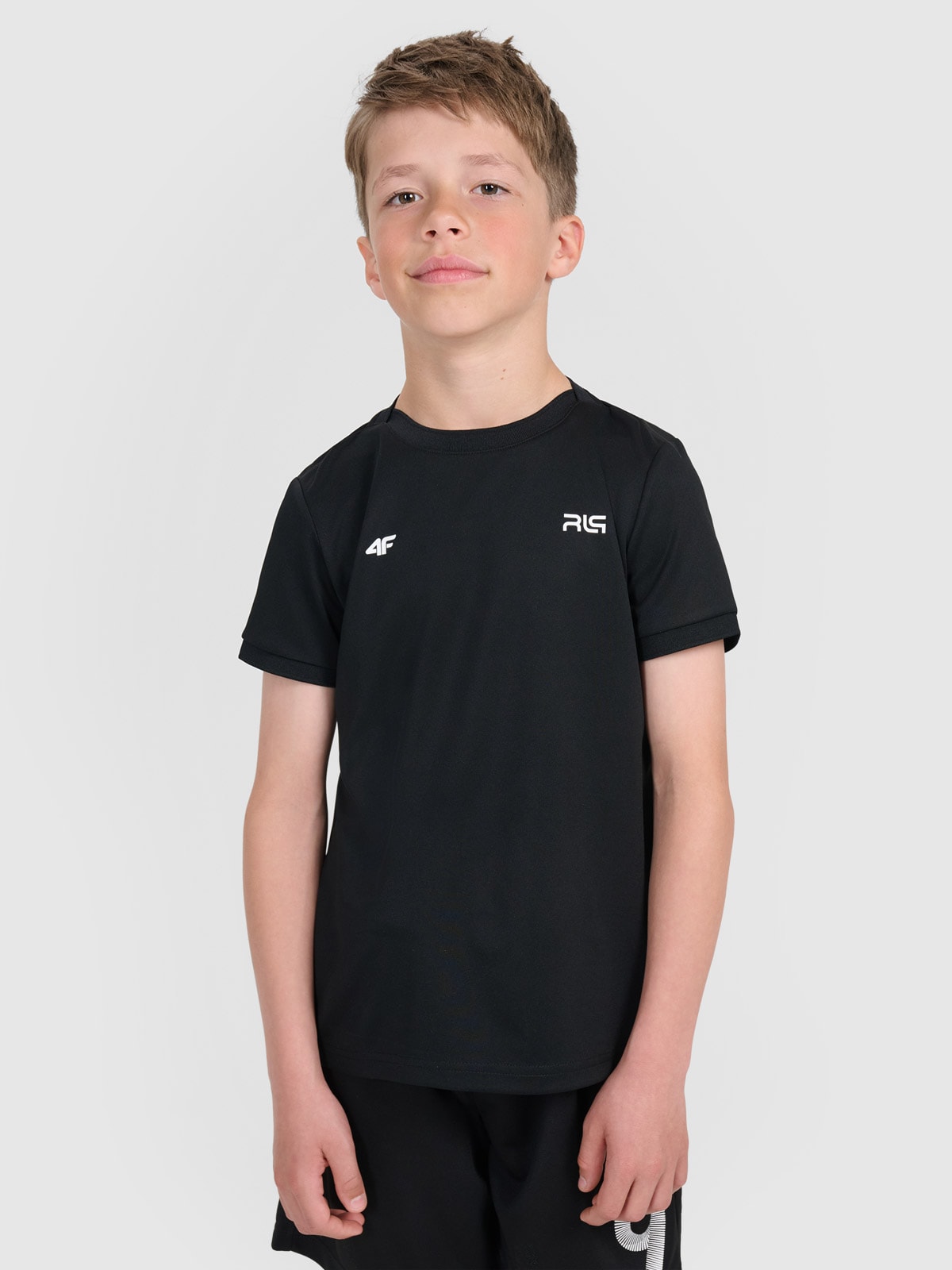 4F Koszulka sportowa dziecięca 4F JUNIOR x Robert Lewandowski - czarna 122/128 (6-8 lat)