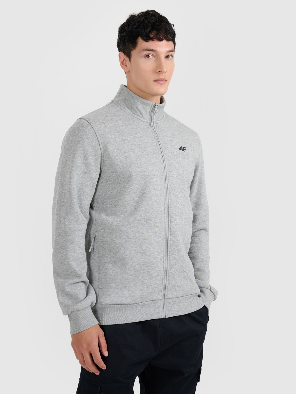 4F Bluza dresowa rozpinana bez kaptura męska - szara L