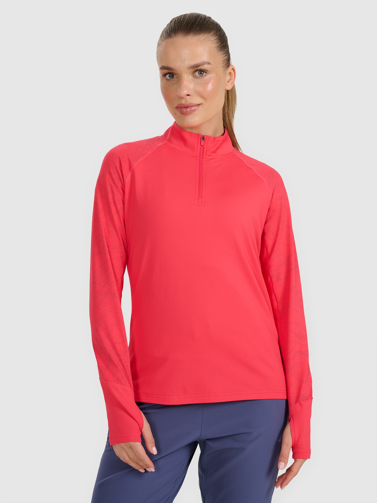 4F Bluza do biegania regular szybkoschnąca damska - czerwona S