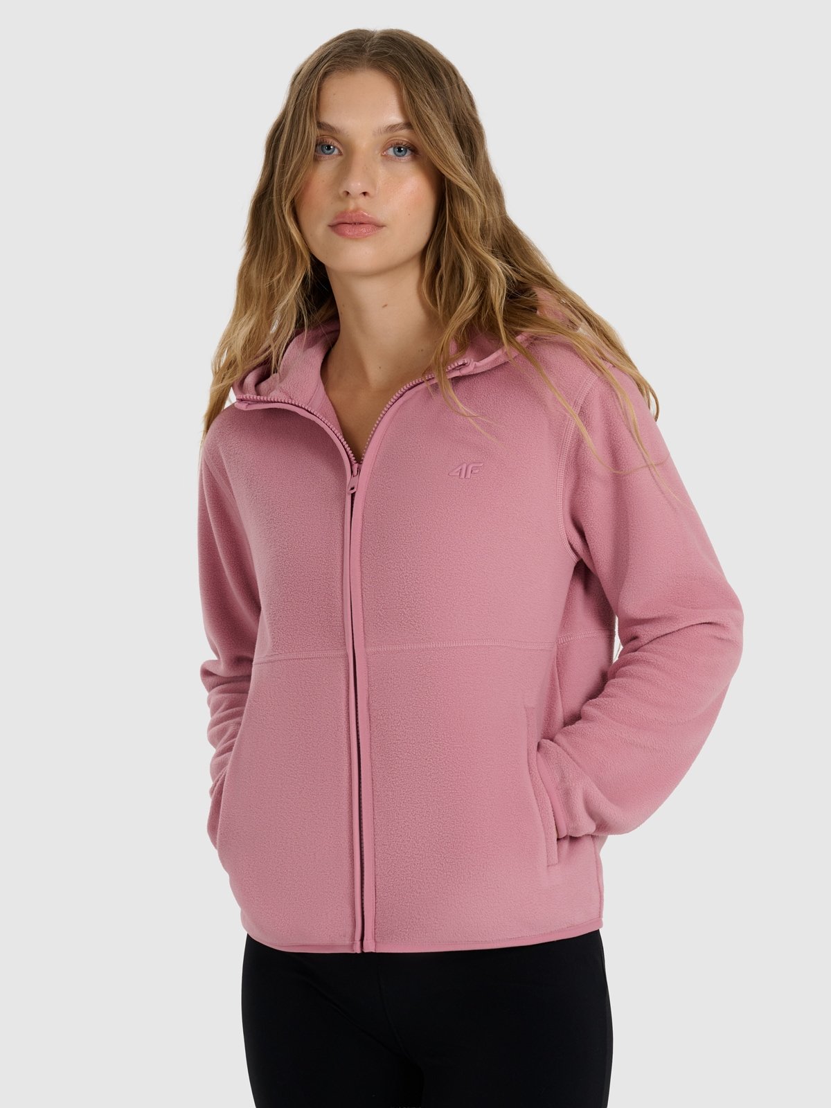 4F Polar regular z kapturem damski - różowy L