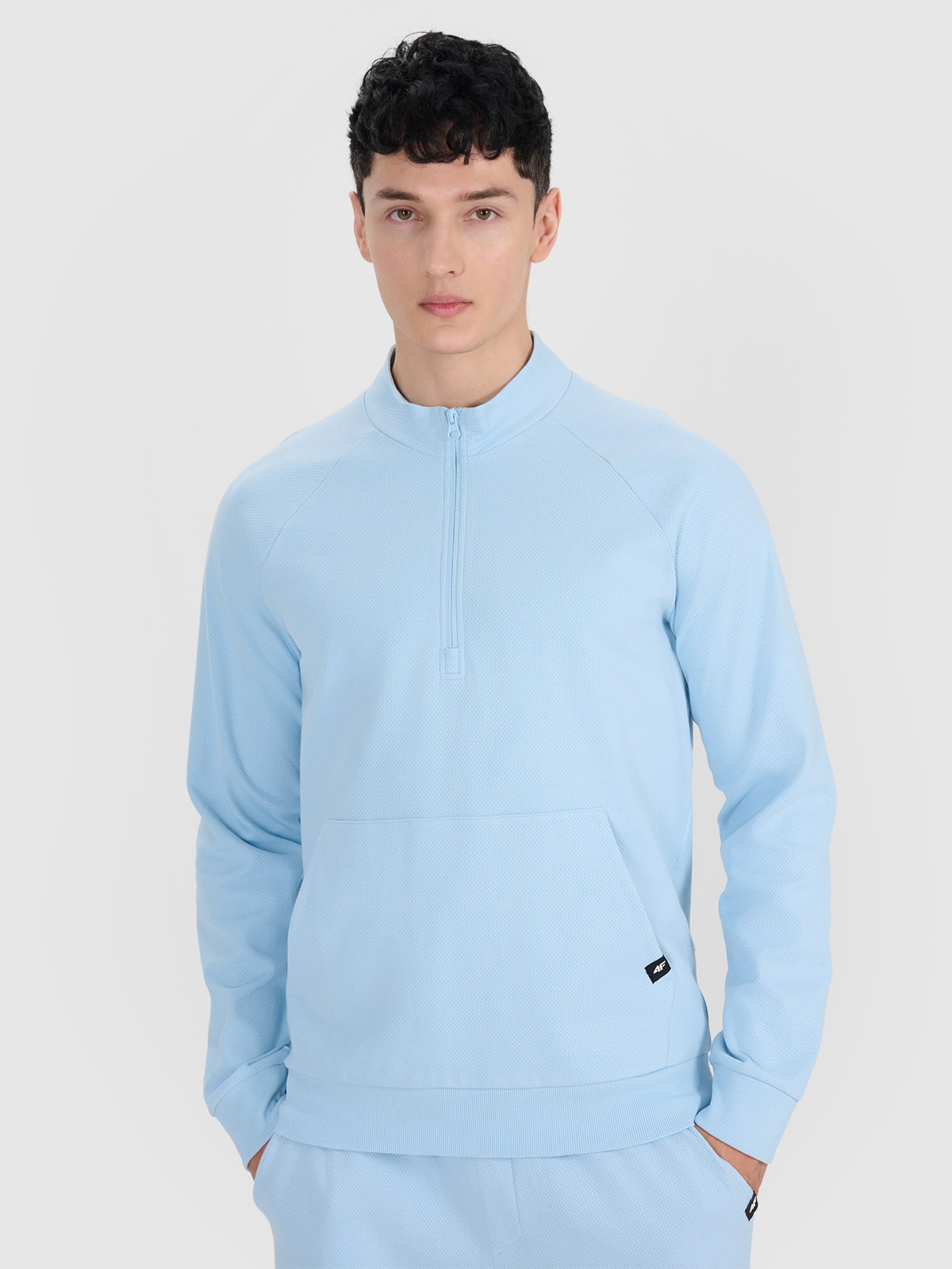 4F Bluza dresowa nierozpinana bez kaptura męska - niebieska XL