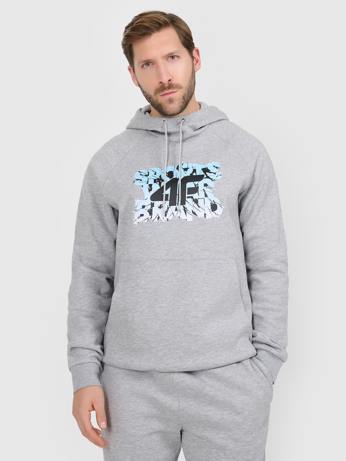 4F Bluza dresowa nierozpinana z kapturem męska - szara S