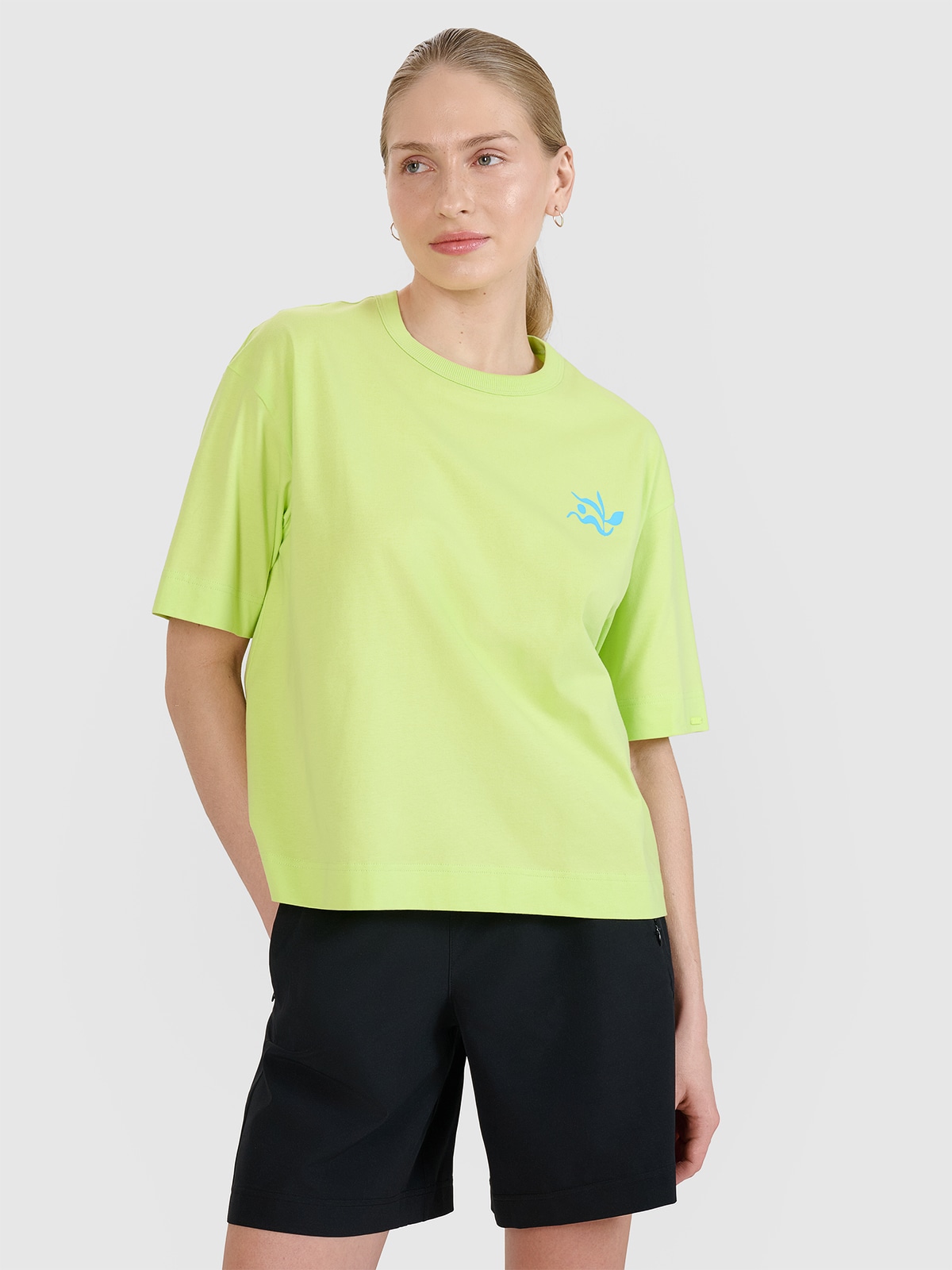 4F T-shirt regular z nadrukiem damski - zielony XL