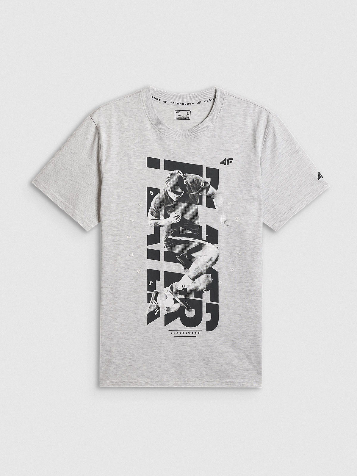 4F T-shirt regular z nadrukiem męski - szary XL