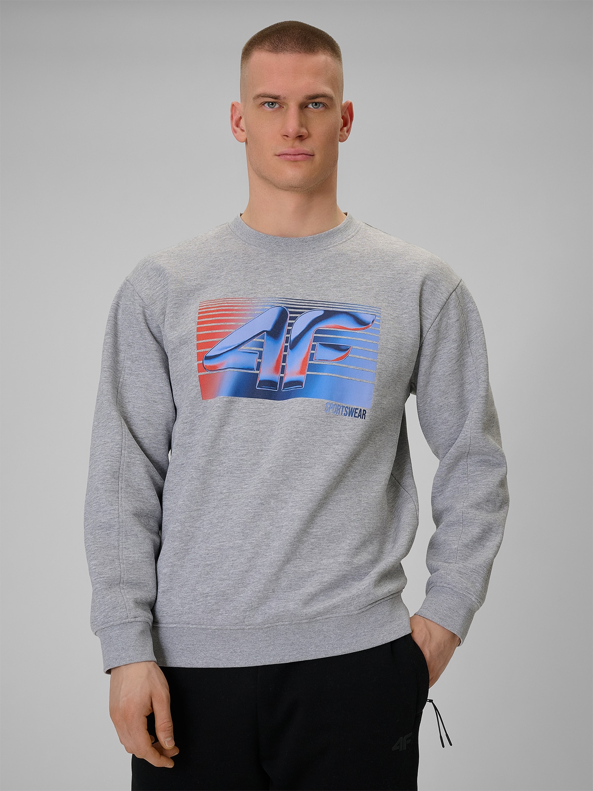 4F Bluza dresowa nierozpinana bez kaptura męska - szara S