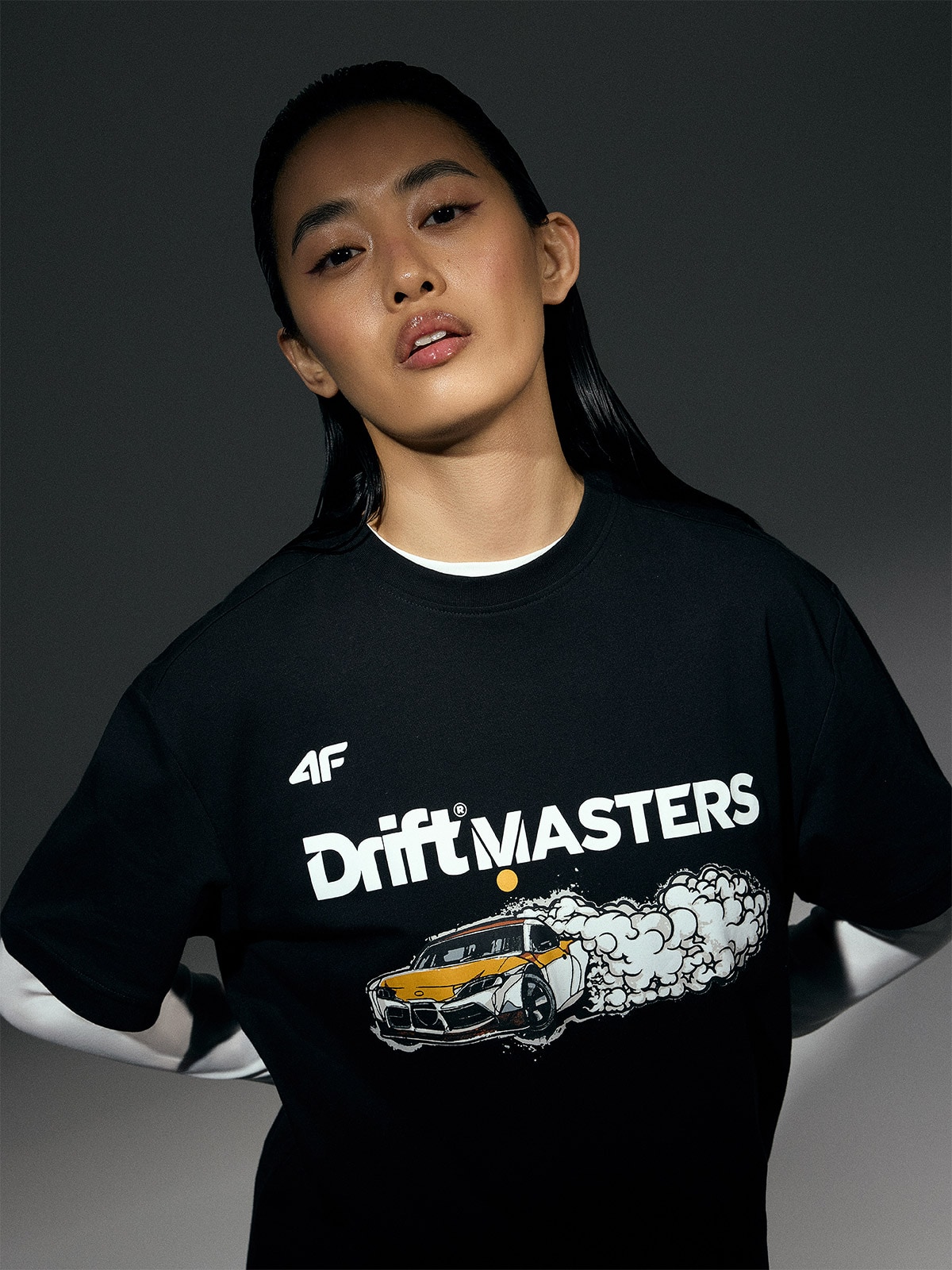 4F T-shirt regular z nadrukiem uniseks 4F x Drift Masters - czarny M