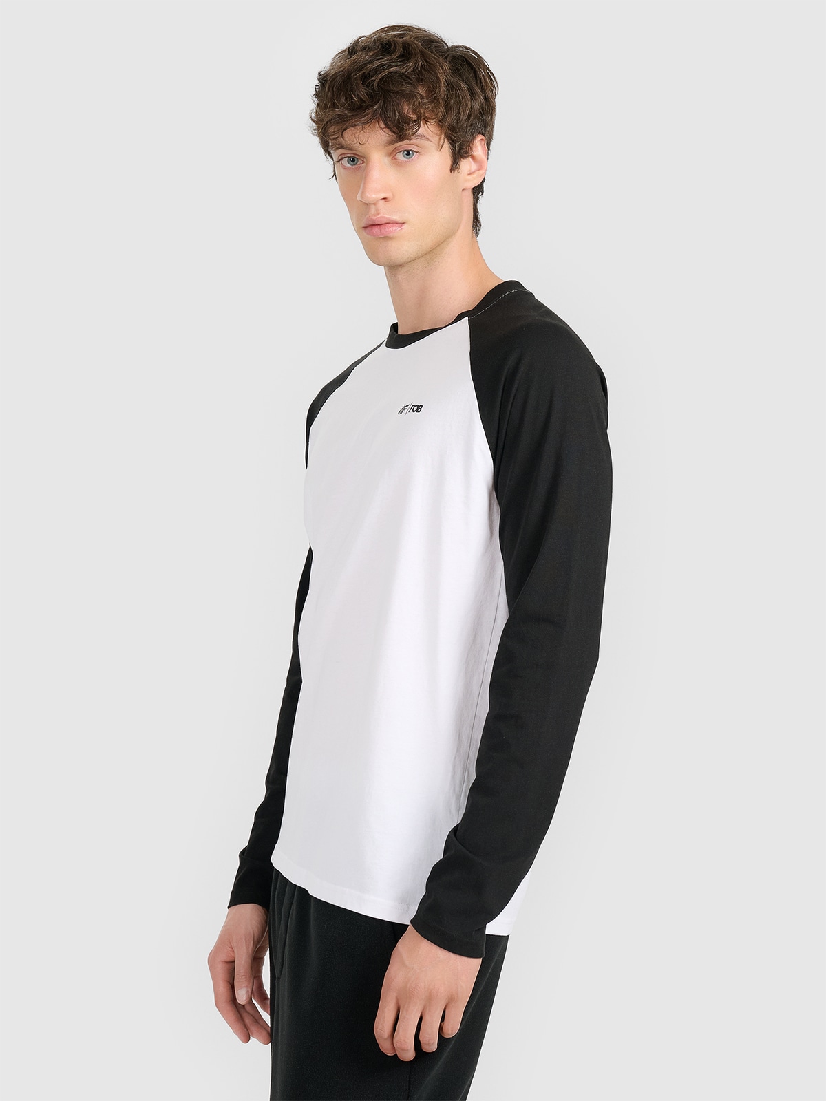 4F Longsleeve regular z nadrukiem męski - biały S