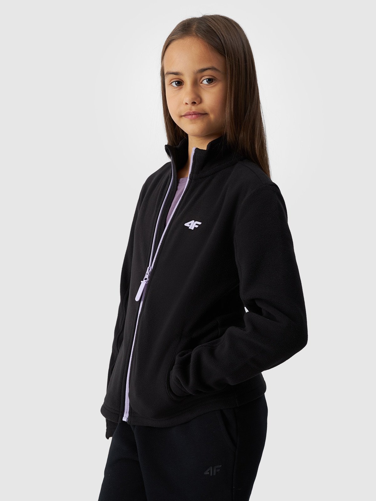 4F Polar slim ze stójką dziewczęcy - czarny 158 (12-13 lat)