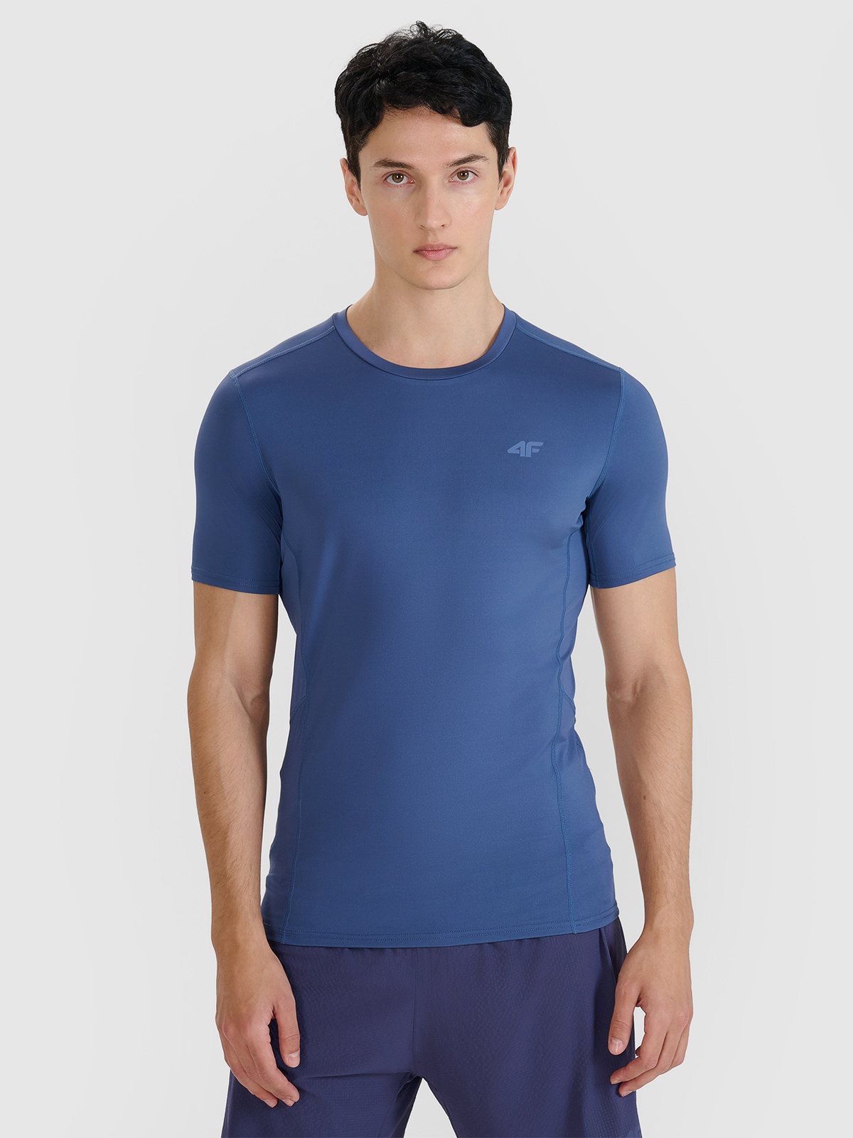 4F Koszulka do biegania slim szybkoschnąca męska - granatowa XL