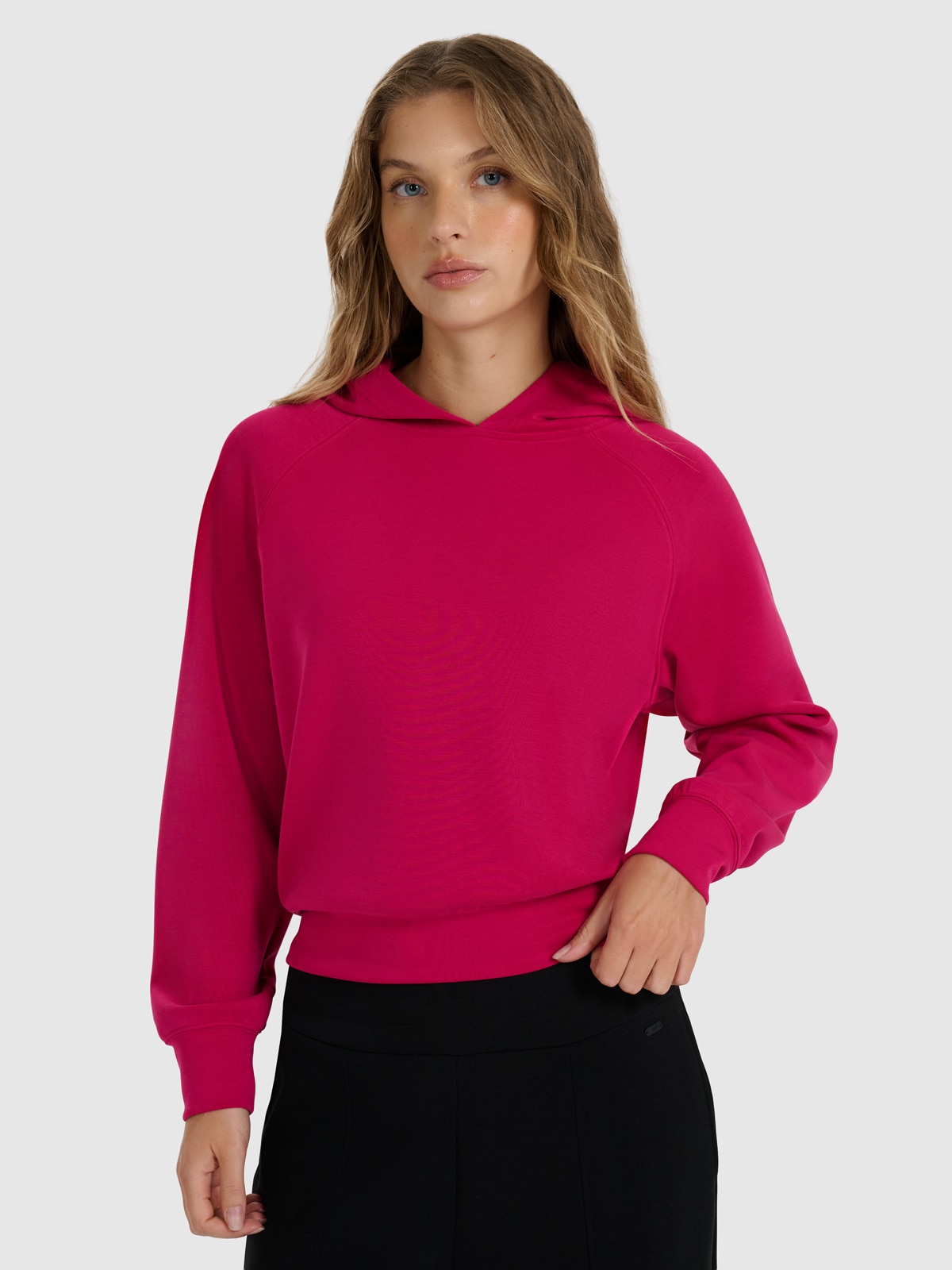 4F Bluza dresowa nierozpinana z modalem damska - różowa XS