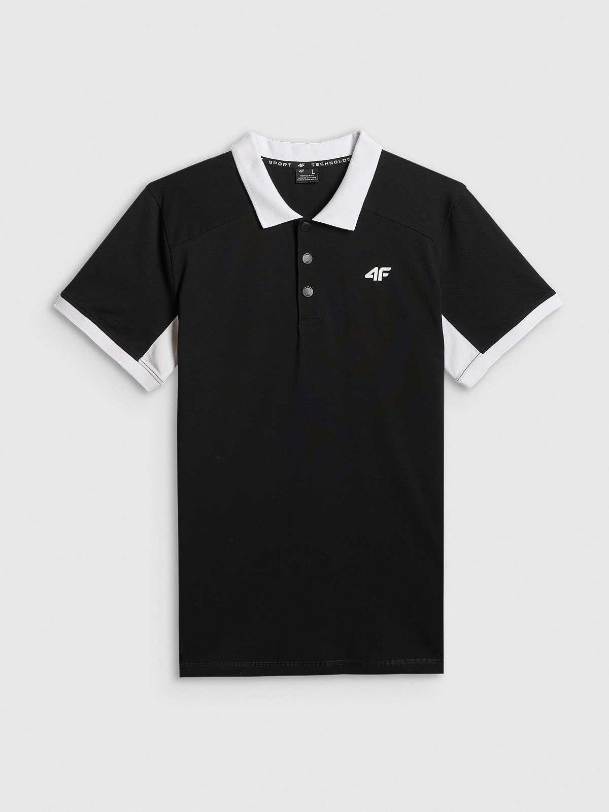 4F Koszulka polo regular męska - czarna M