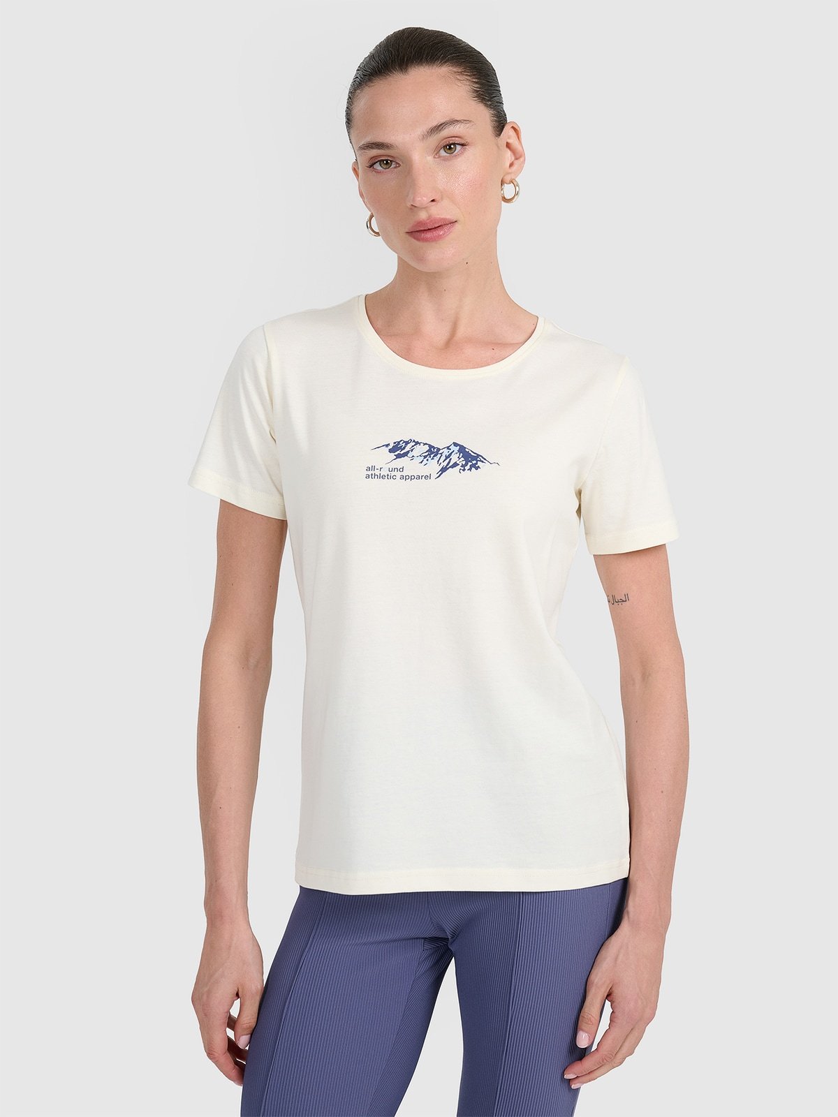 4F T-shirt regular z nadrukiem damski - biały XL