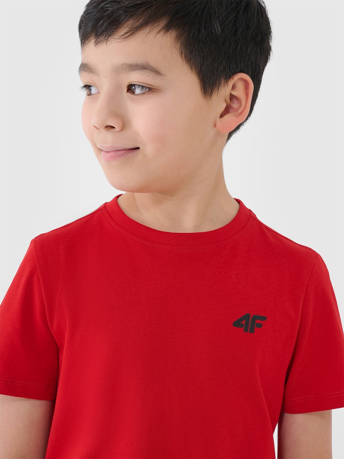 4F T-shirt regular gładki chłopięcy - czerwony 128 (7-8 lat)