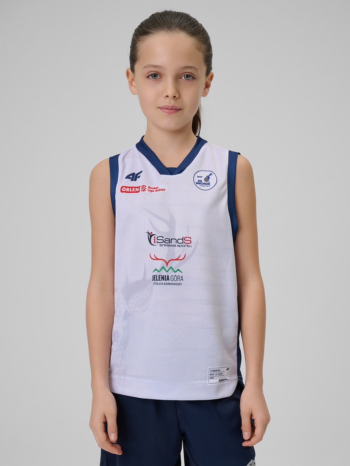 4F Koszulka meczowa replika domowa z sezonu 2025/26 dziecięca 4F x Isands Wichoś Jelenia Góra - biała 122/128 (6-8 lat)