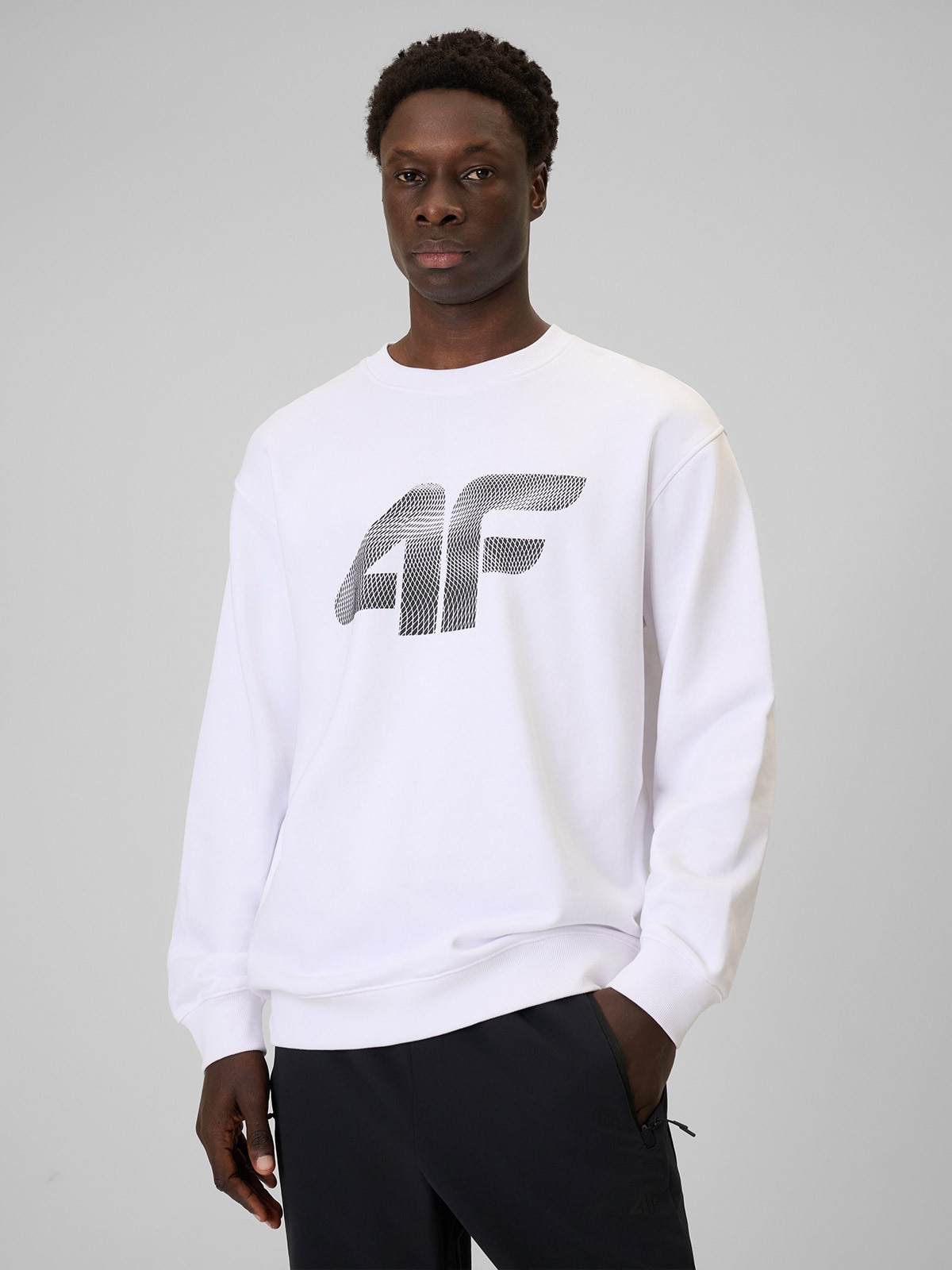 4F Bluza dresowa nierozpinana bez kaptura męska - biała L