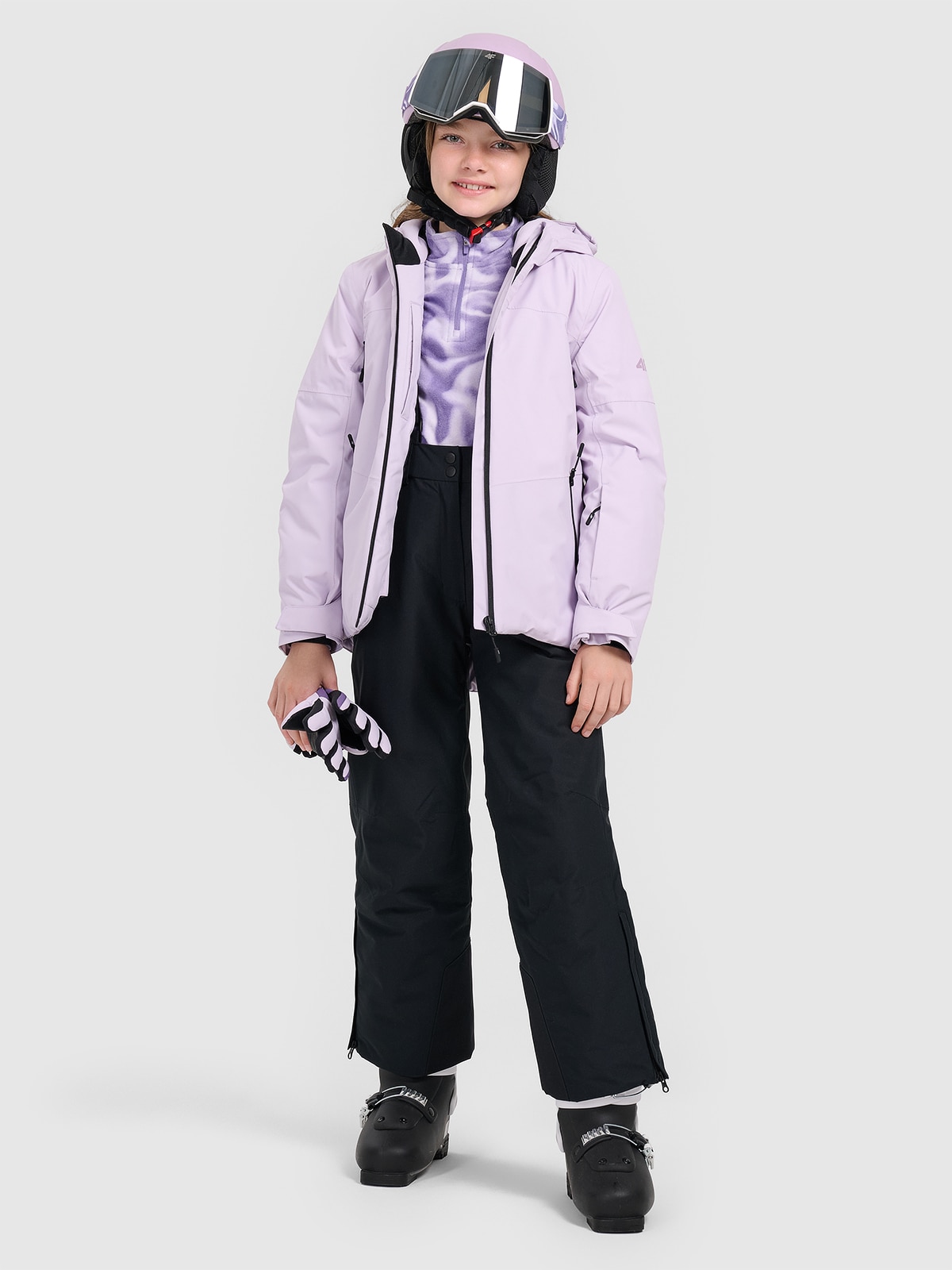 4F Spodnie narciarskie membrana 8000 dziewczęce - czarne 152 (11-12 lat)