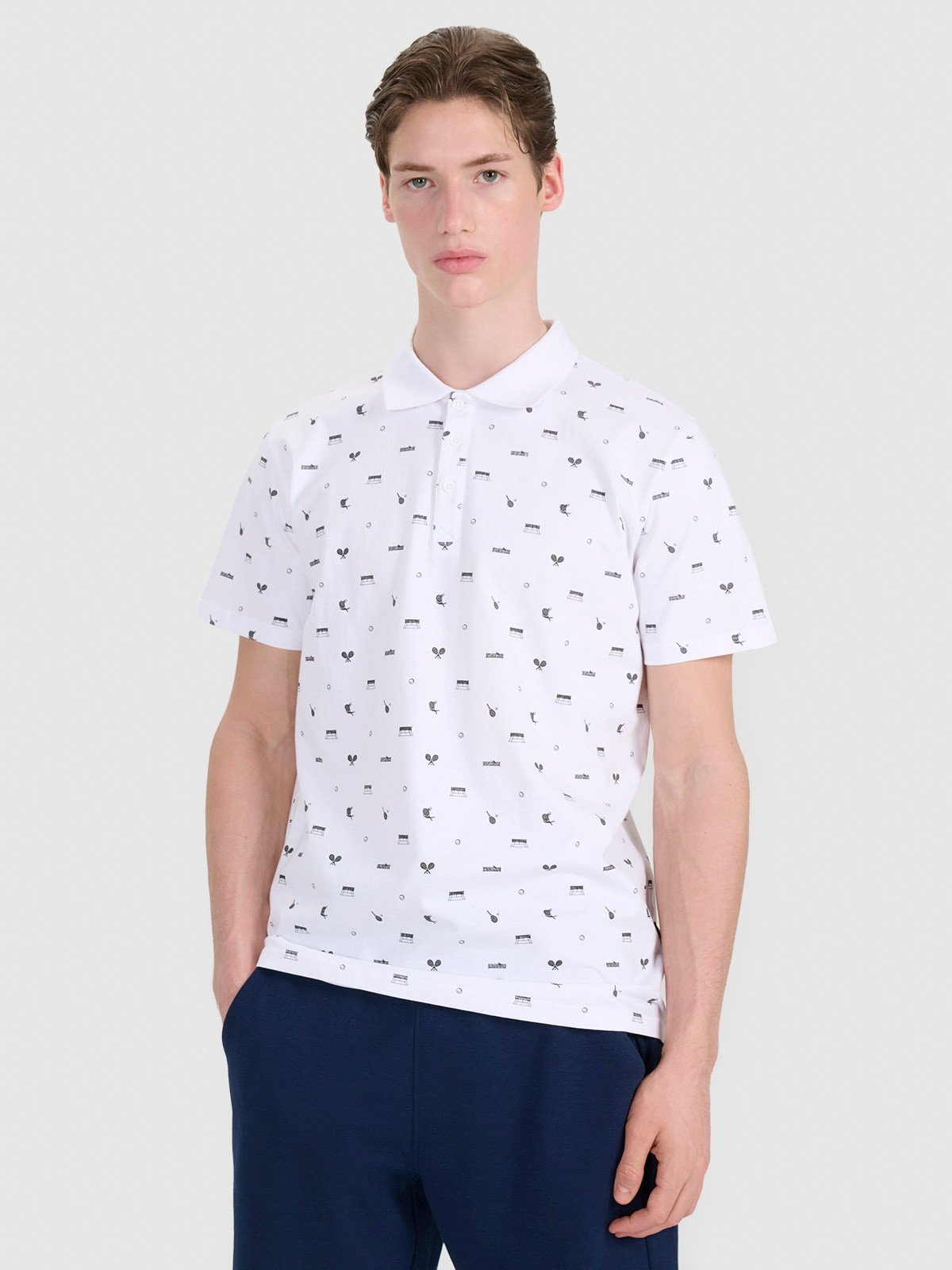 4F Koszulka polo regular męska - biała XL