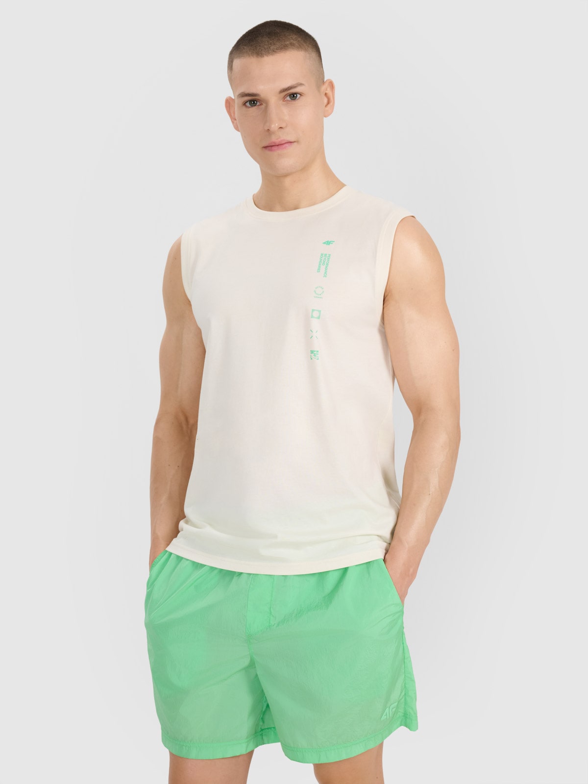 4F Tank top regular męski - biały 3XL