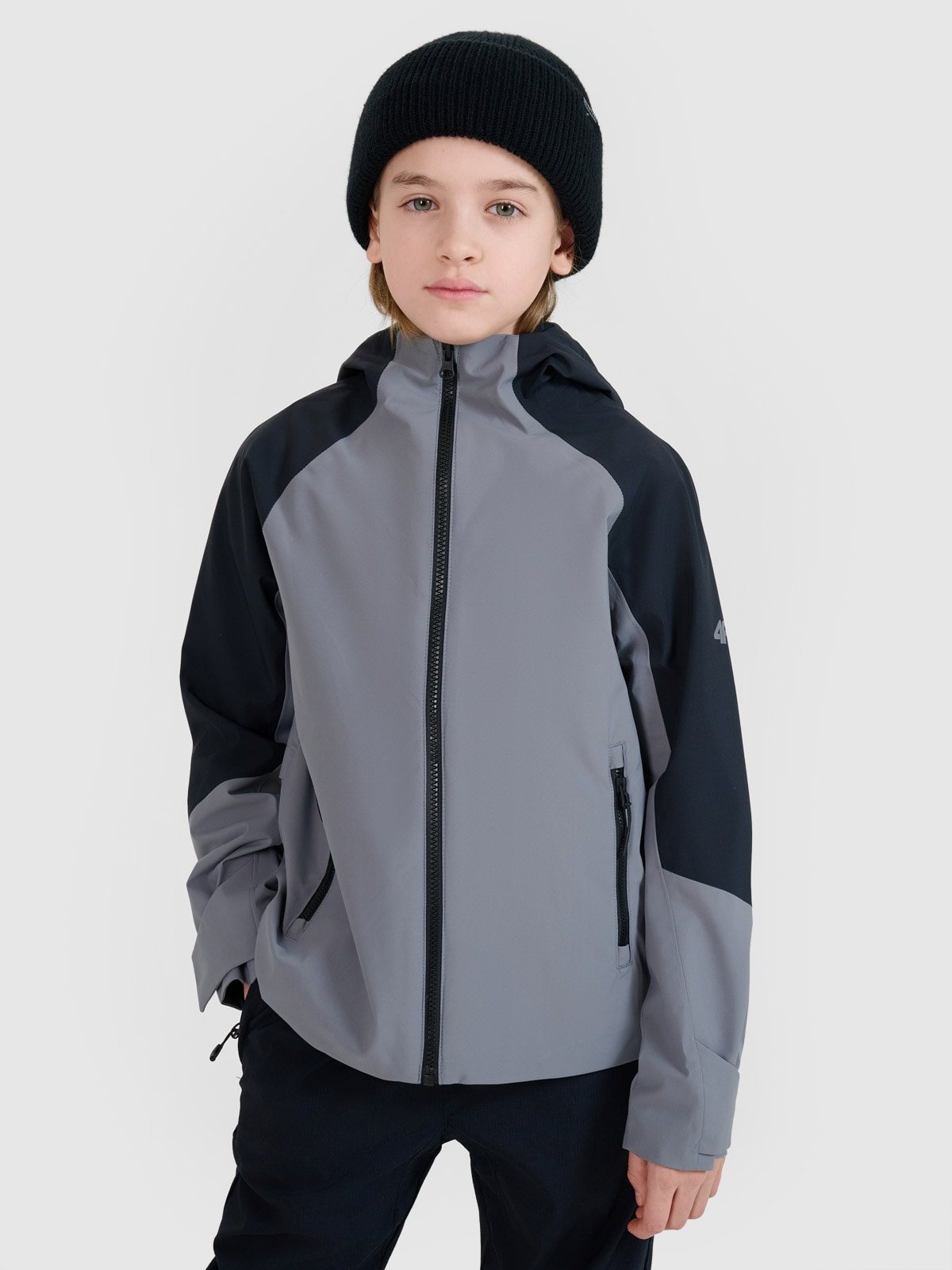 4F Kurtka trekkingowa membrana 5000 chłopięca - szara 140 (9-10 lat)
