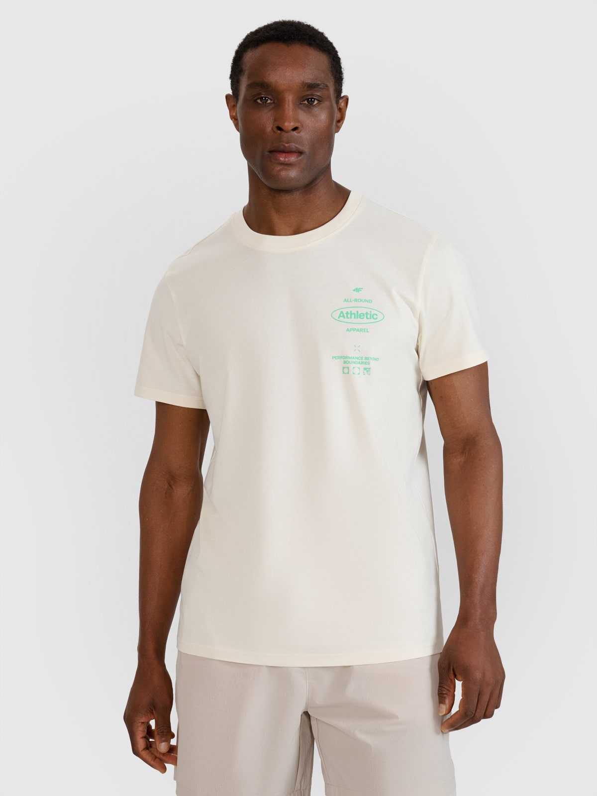 4F T-shirt regular z nadrukiem męski - biały XL