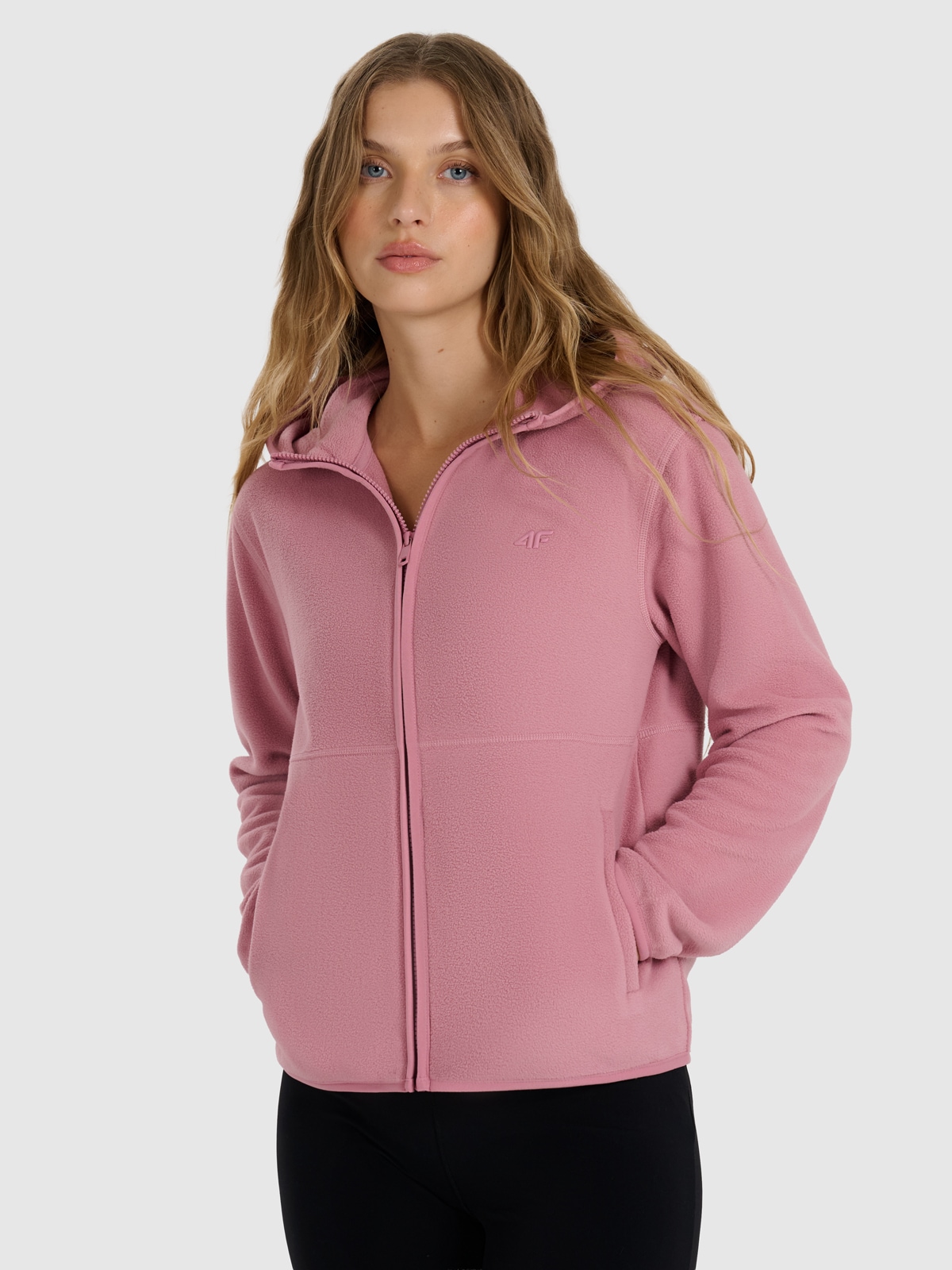 4F Polar regular z kapturem damski - różowy M