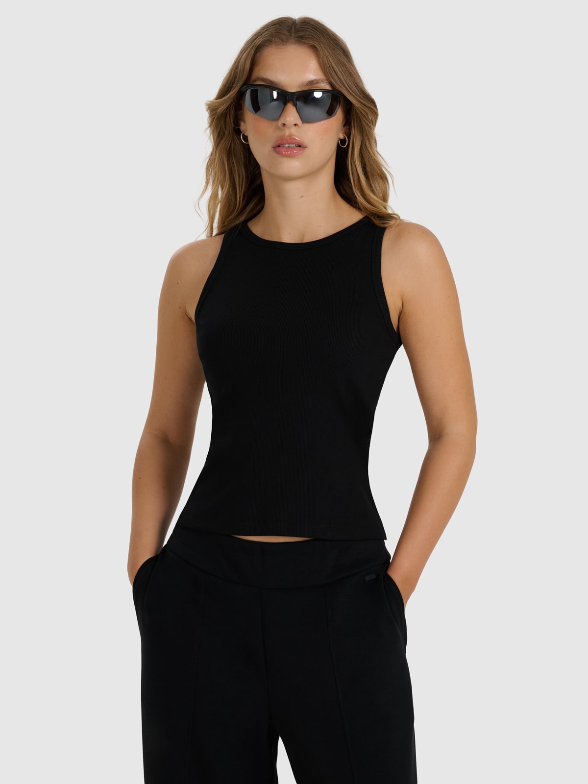 4F Top slim gładki damski - czarny XL