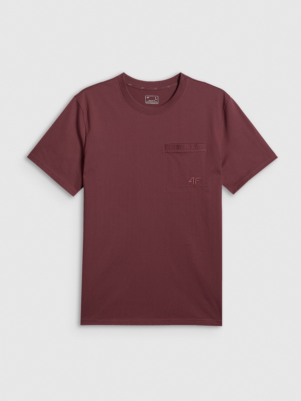 4F T-shirt regular gładki męski - burgundowy XXL