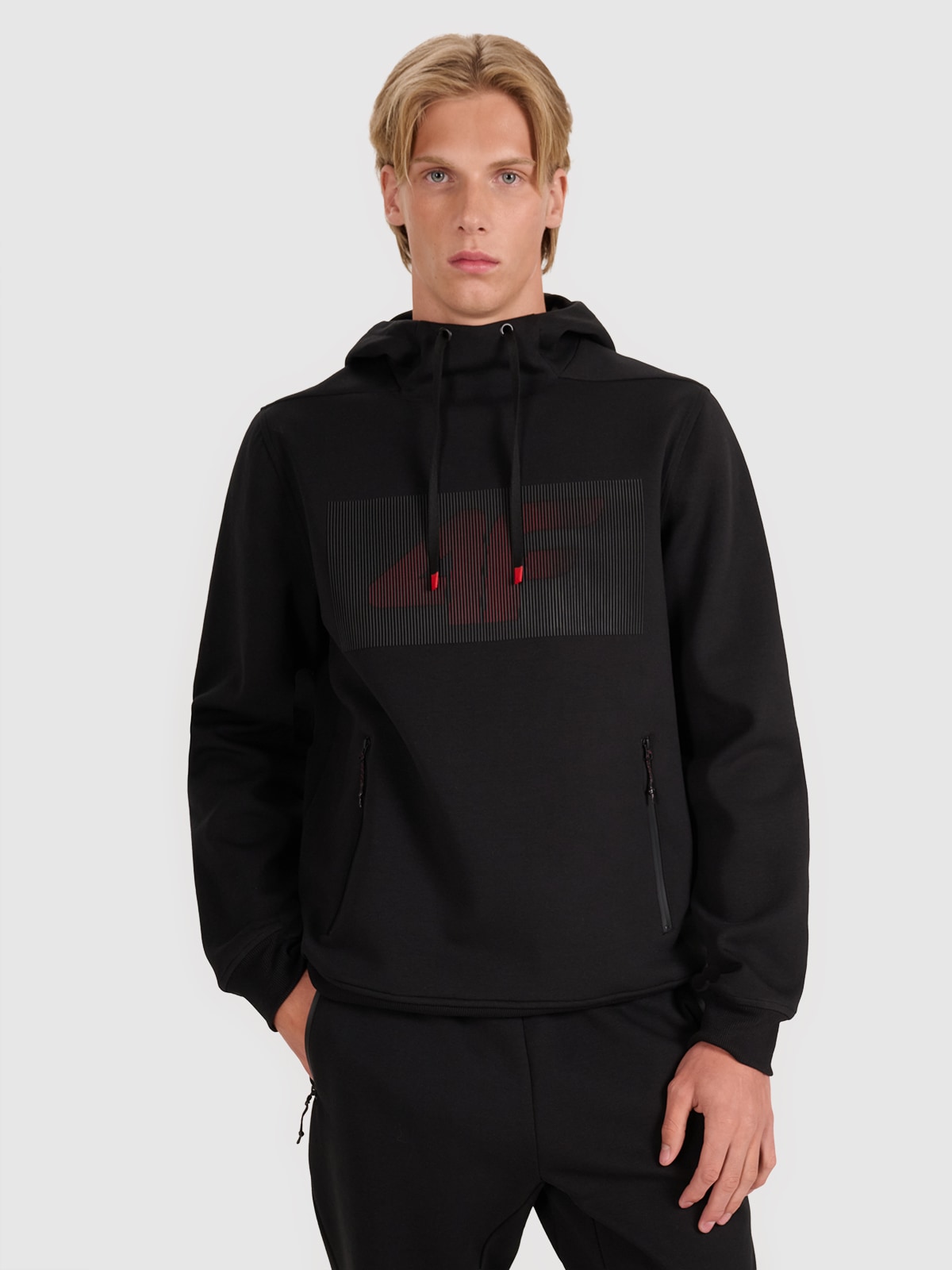 4F Bluza dresowa nierozpinana z kapturem męska - czarna 3XL
