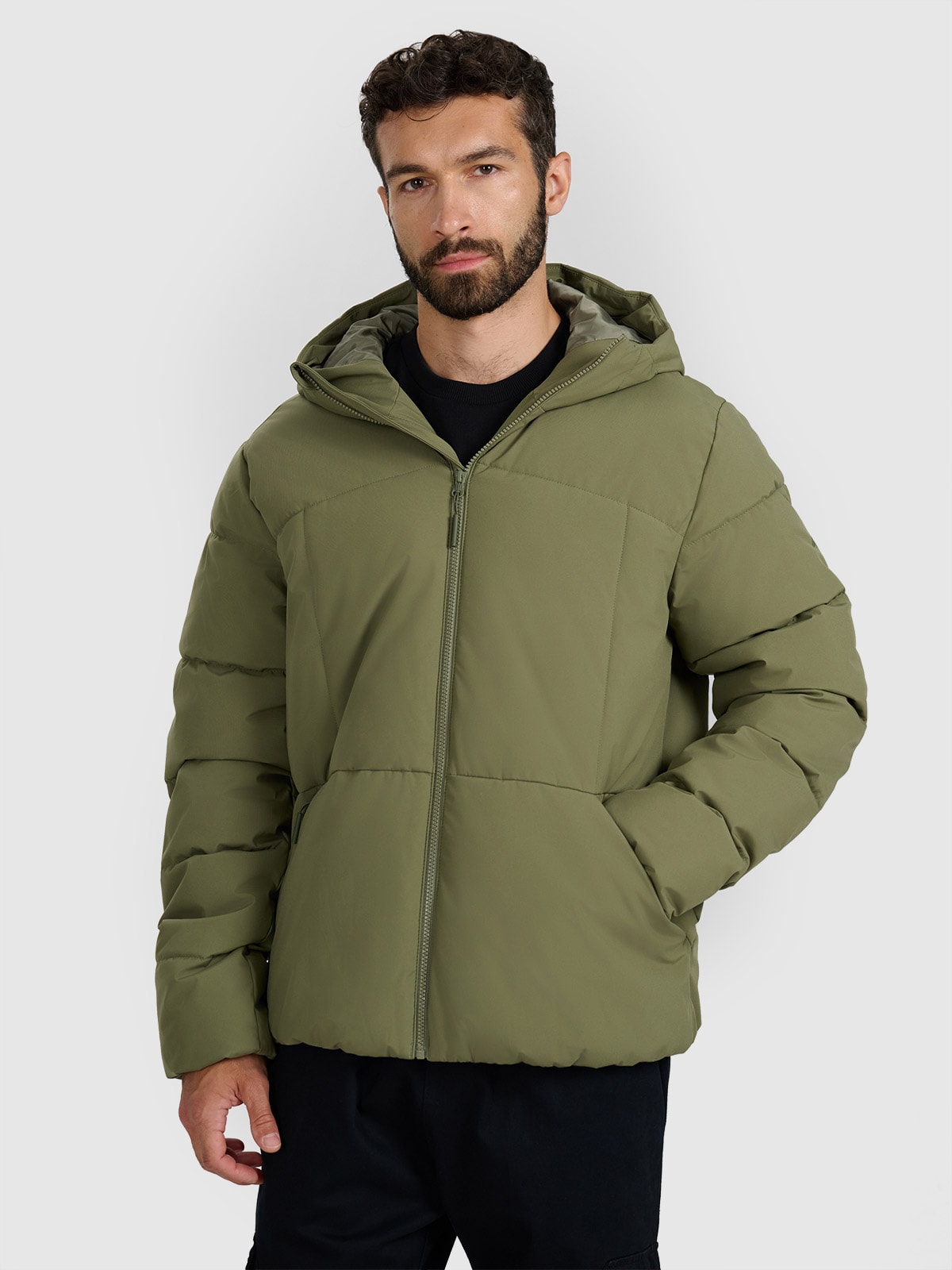 4F Kurtka puchowa z wypełnieniem syntetycznym męska - oliwkowa/khaki XXL