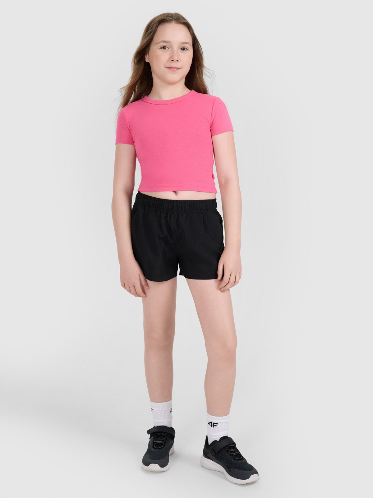 4F Spodenki plażowe boardshorty dziewczęce - czarne 122/128 (6-8 lat)