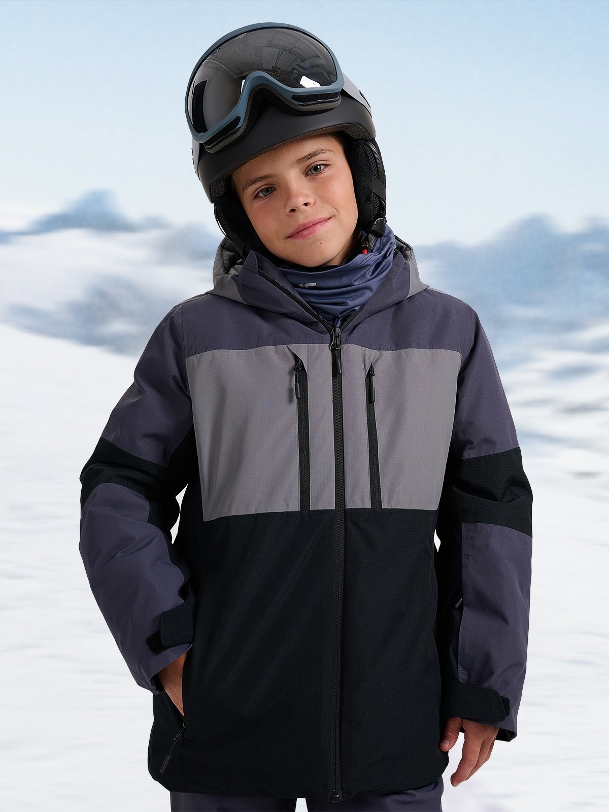4F Kurtka narciarska membrana 10000 chłopięca - szara 122 (6-7 lat)