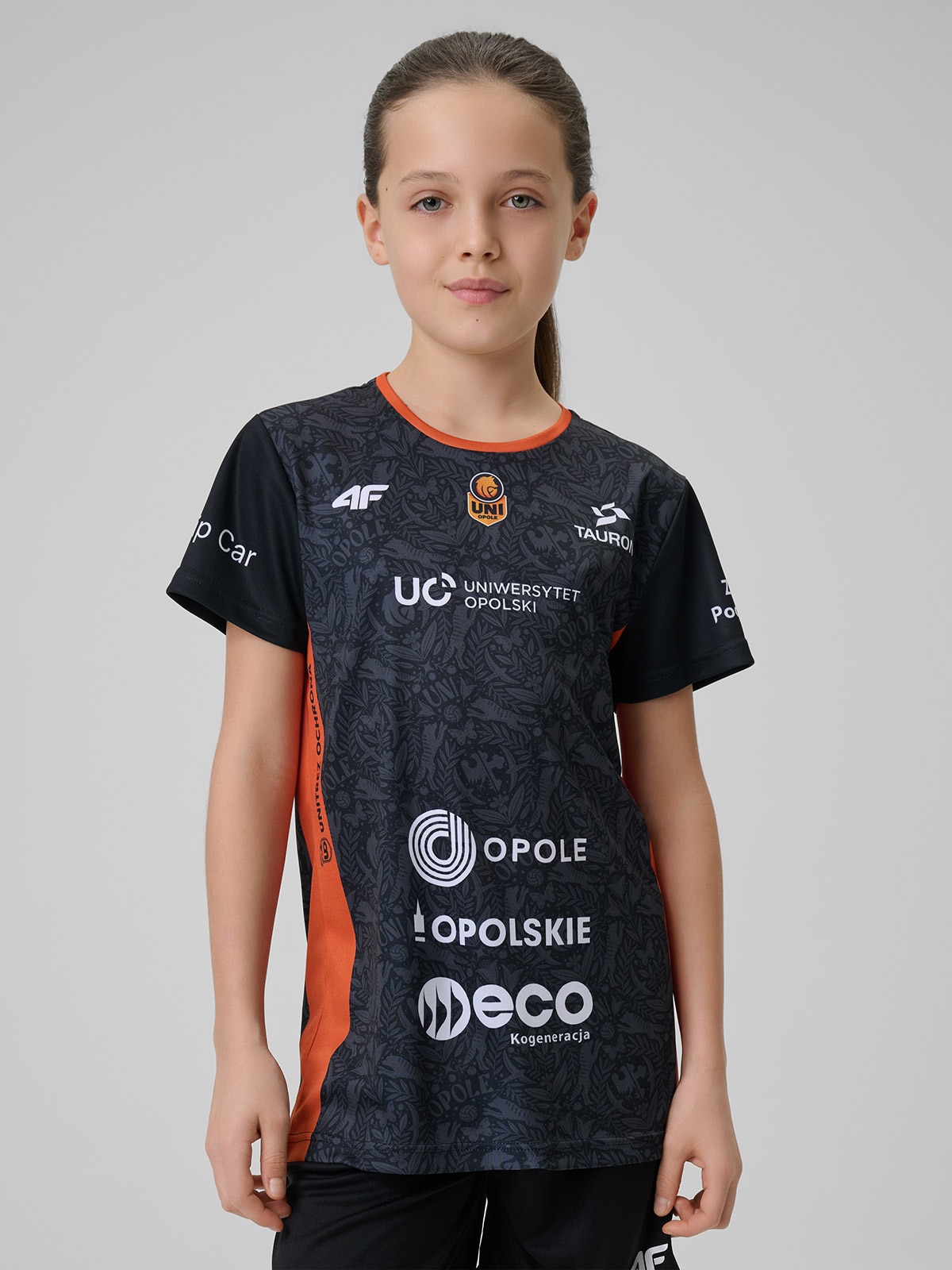 4F Koszulka meczowa replika wyjazdowa z sezonu 2025/26 dziecięca 4F x Uni Opole - czarna 146/152 (10-12 lat)