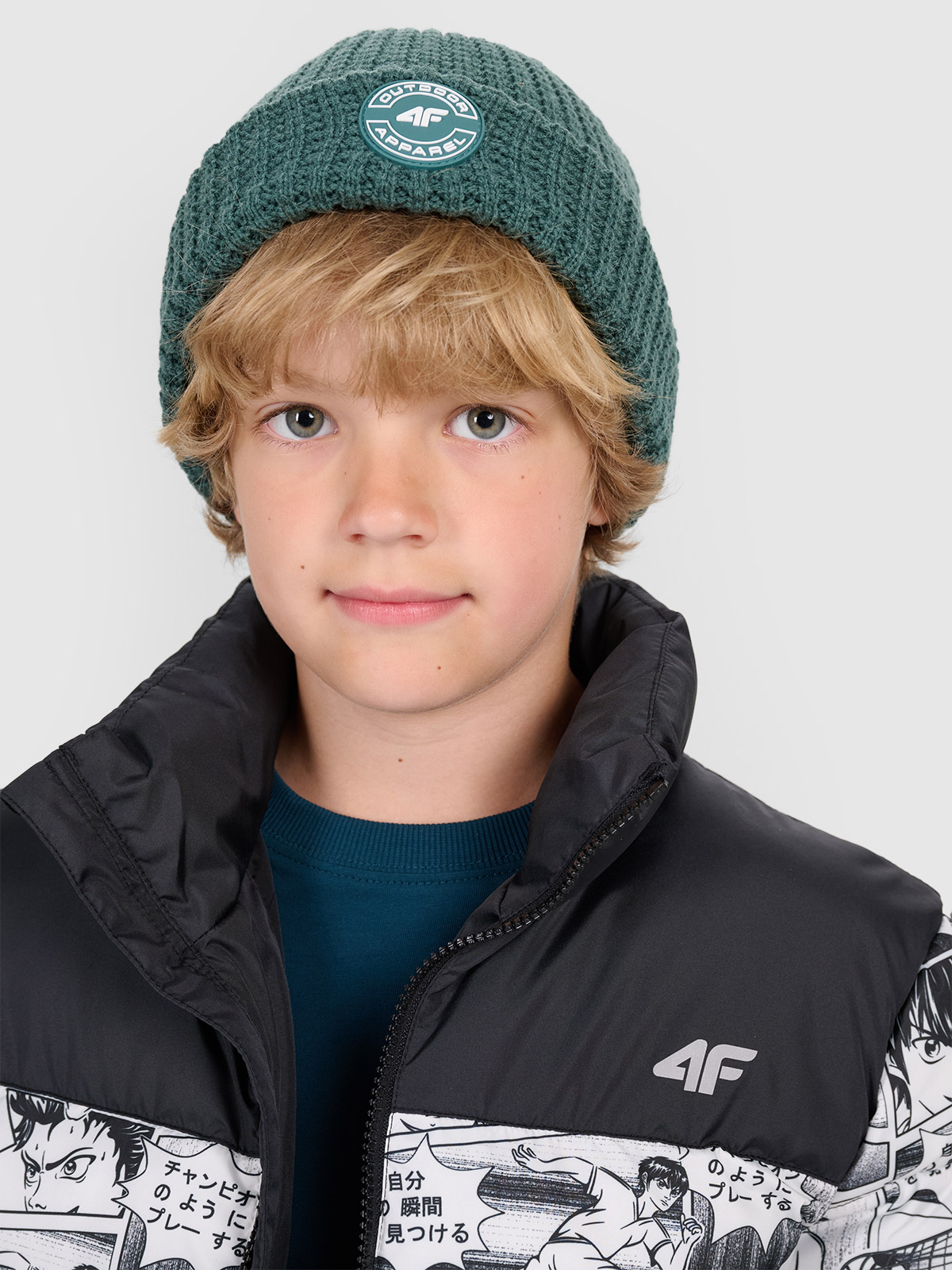 4F Czapka zimowa chłopięca - oliwkowa/khaki Uniwersalny