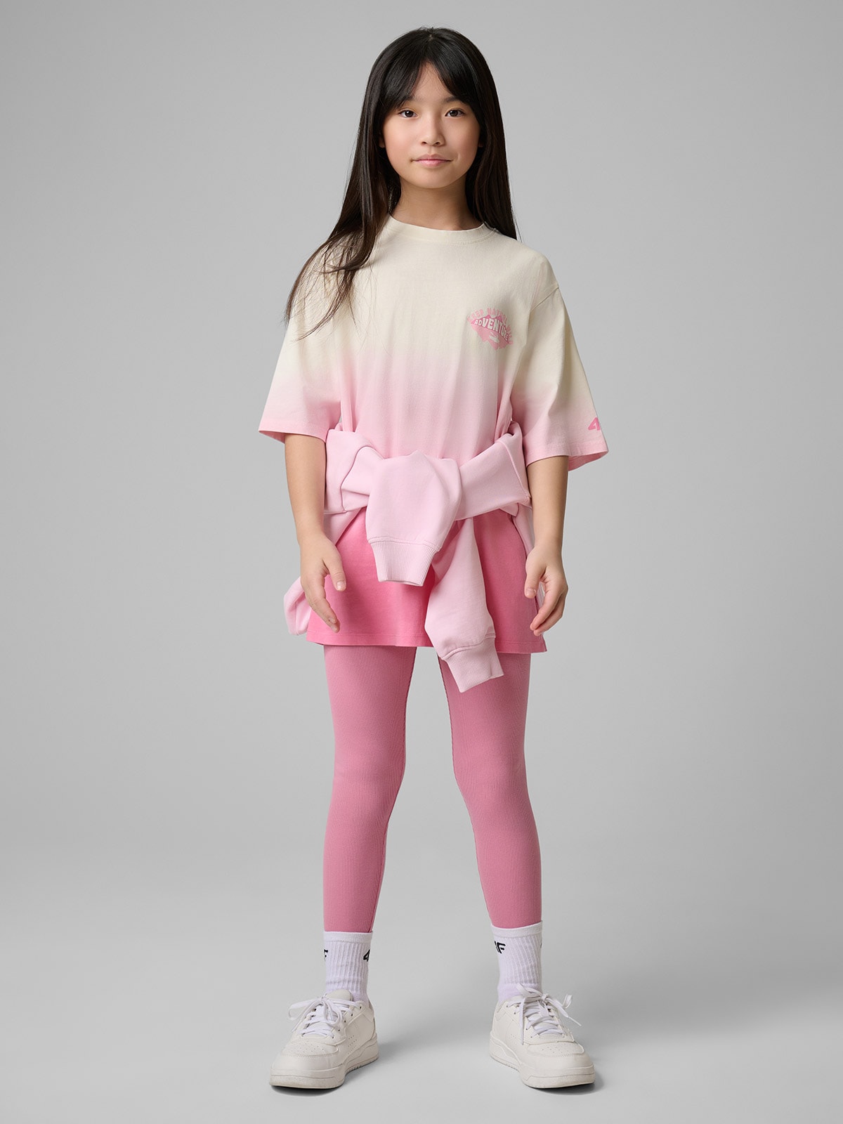 4F Legginsy prążkowane dziewczęce - różowe 158 (12-13 lat)