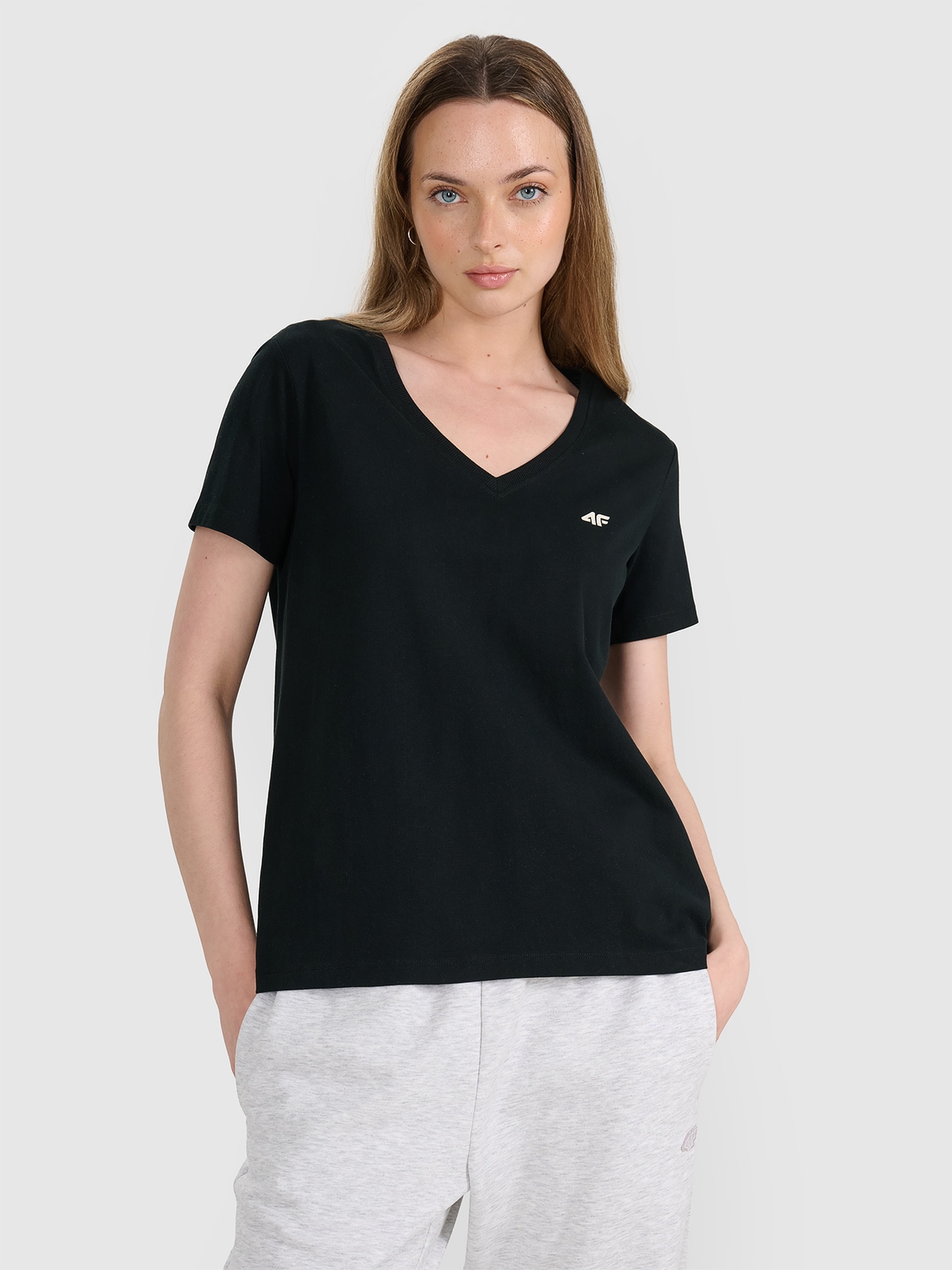 4F T-shirt oversize gładki damski - czarny XXL