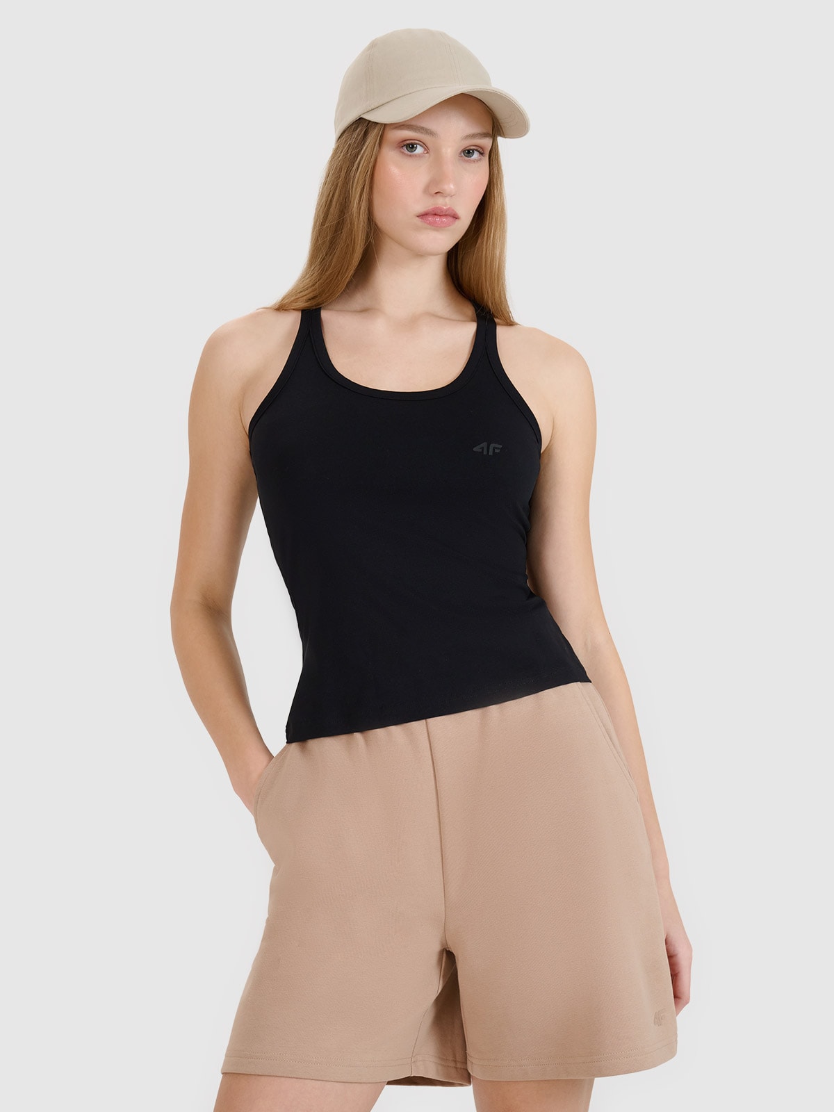 4F Top slim gładki damski - czarny XXL