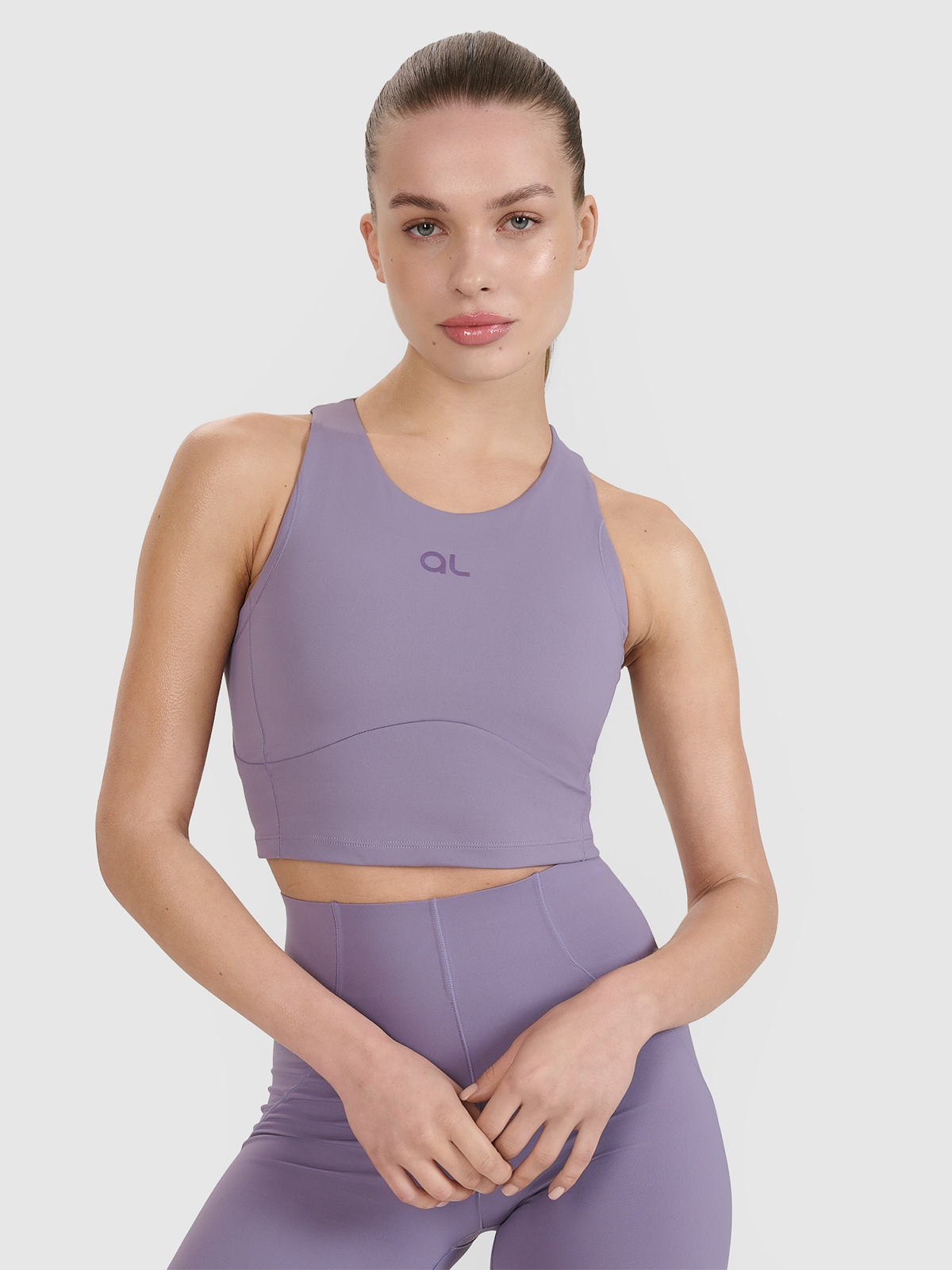 4F Crop top treningowy z wycięciem na plecach 4F x Anna Lewandowska - fioletowy M