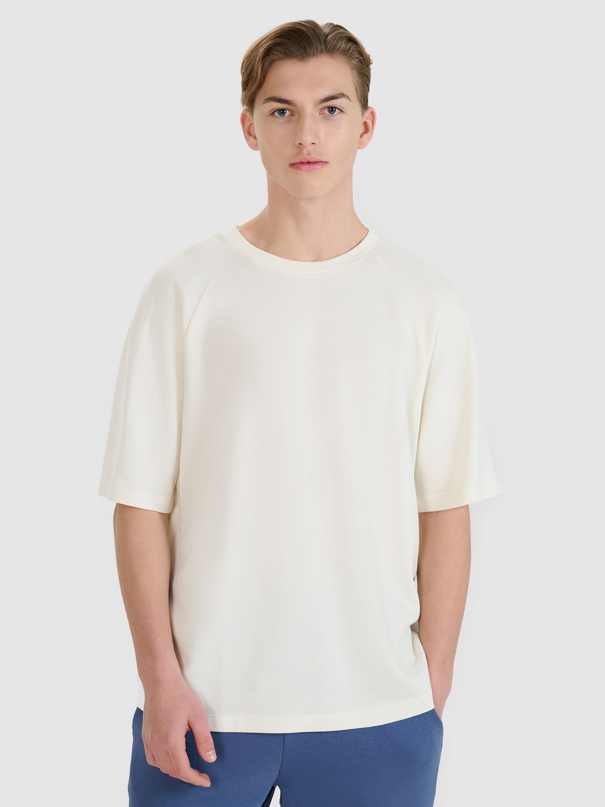 4F T-shirt oversize z modalem męski - biała XL