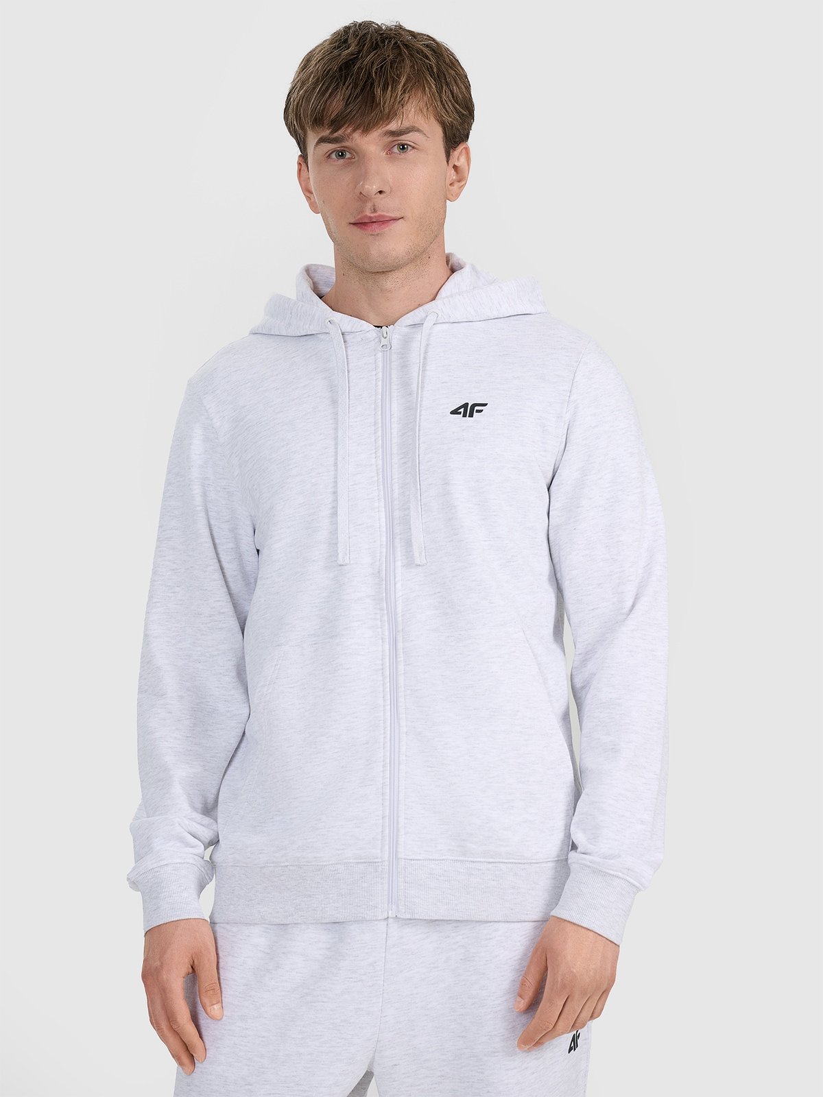 4F Bluza dresowa rozpinana z kapturem męska - szara 3XL