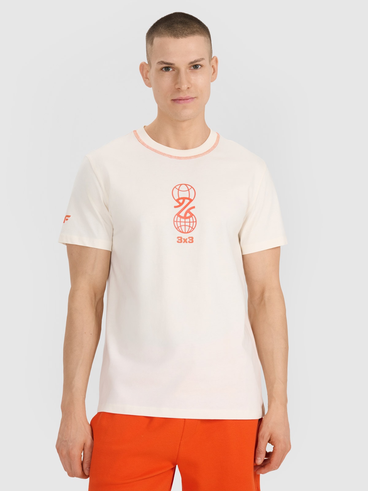 4F T-shirt regular z nadrukiem męski - biały XXL